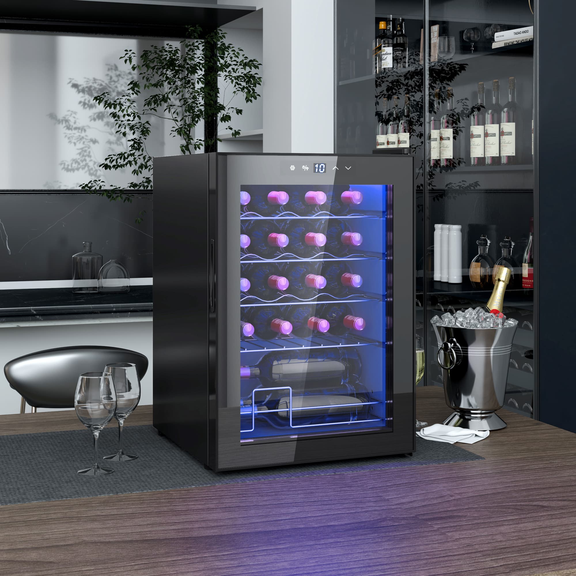 20-Bottle Wine Cooler with Adjustable Temperature and Blue LED - image 8