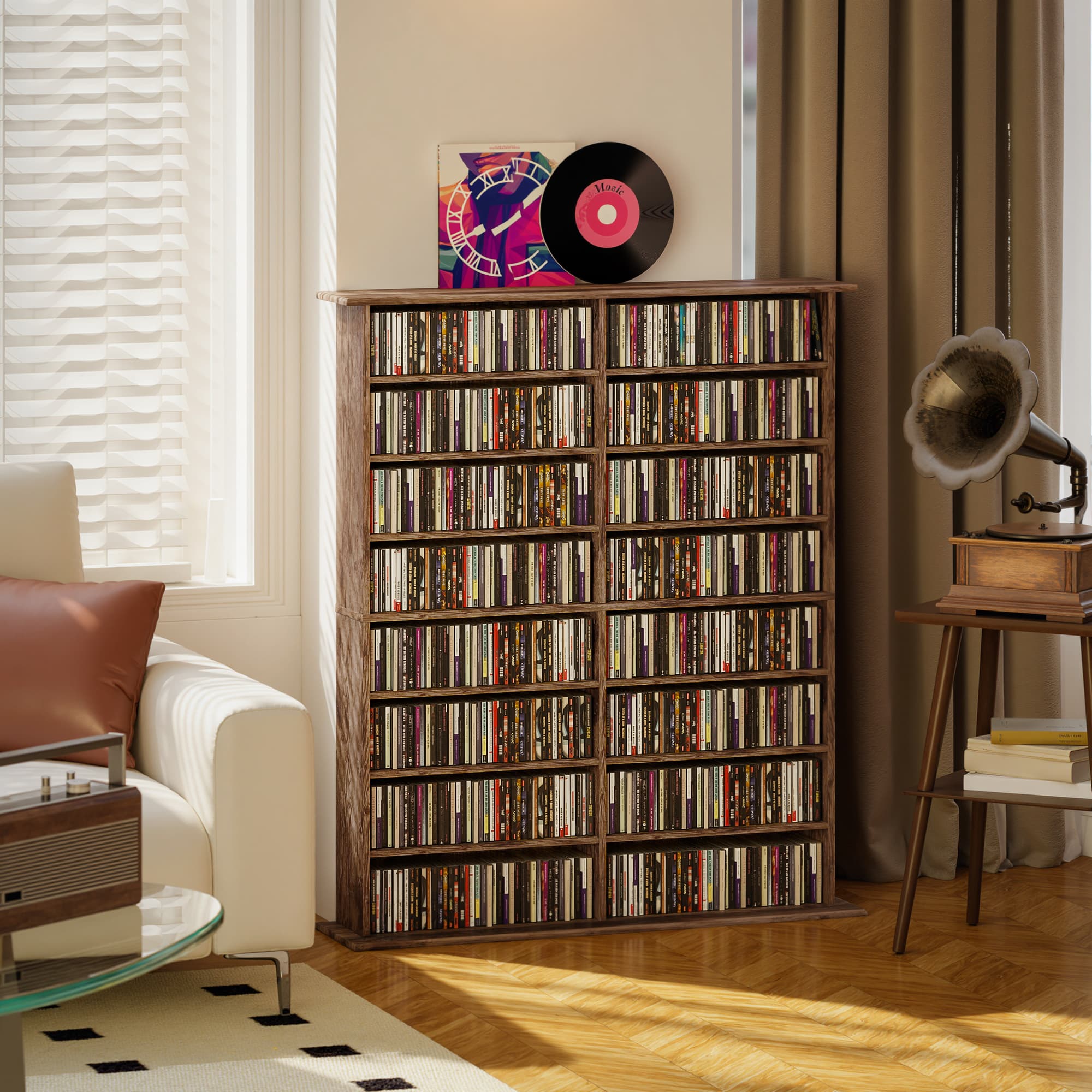 Organise Effortlessly with the 16-Compartment Media Shelf - image 1