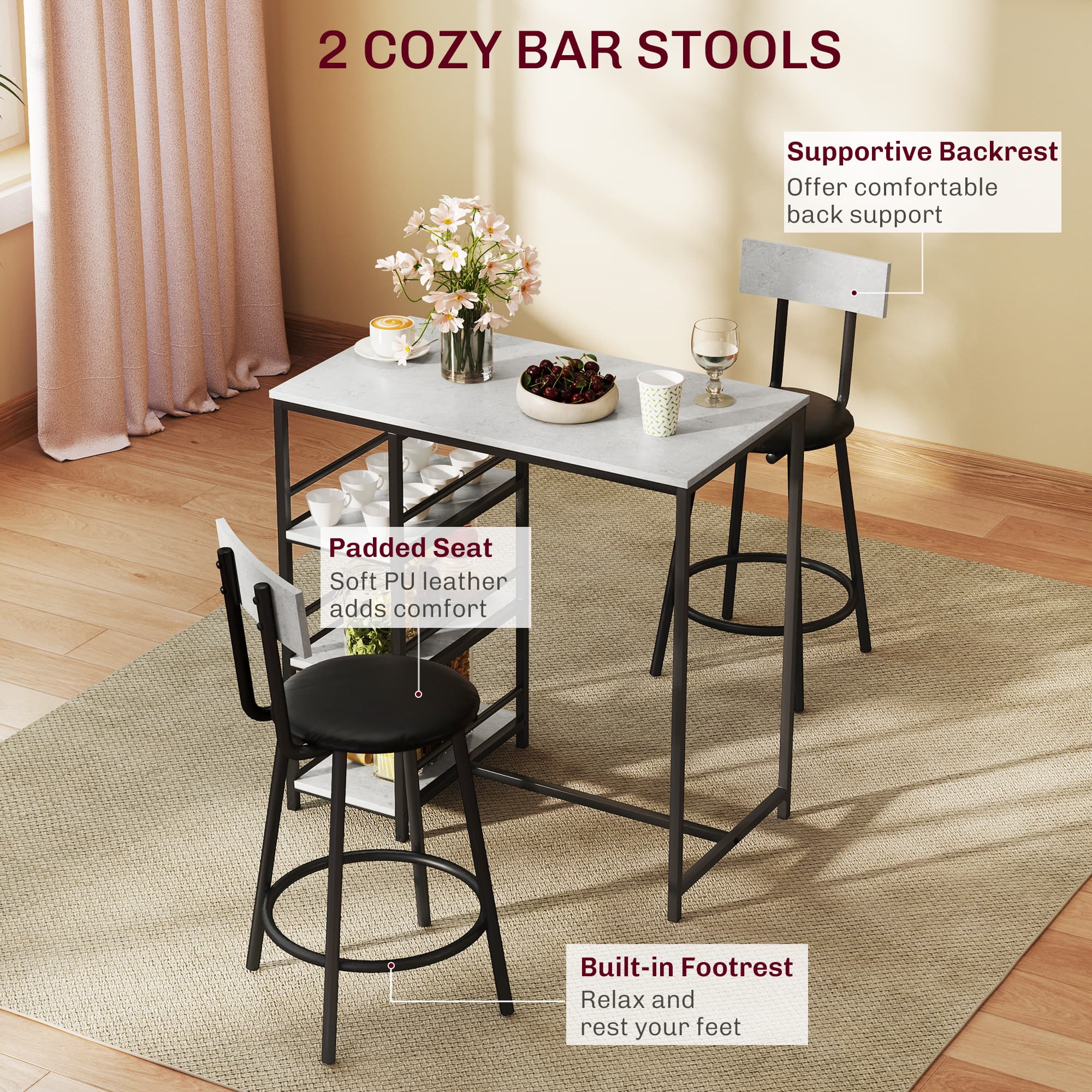 Maximise Your Space with this Compact 3-Piece Dining Set - image 3