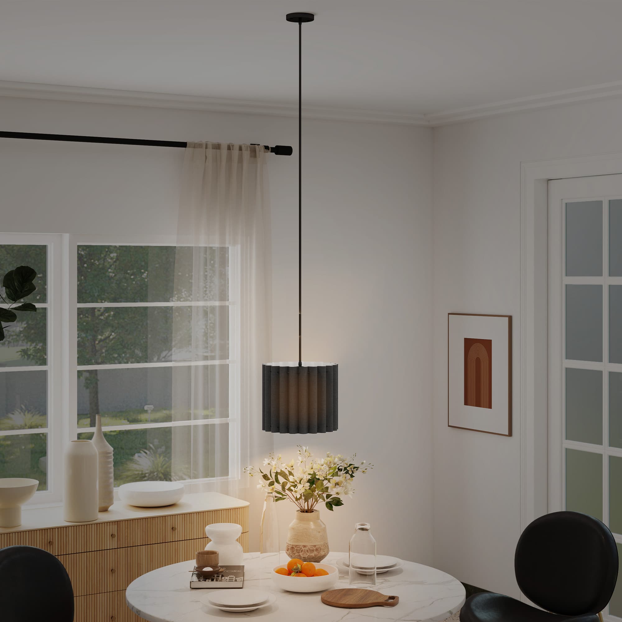 Black Linen Pendant Light for Soft Room Lighting - image 5
