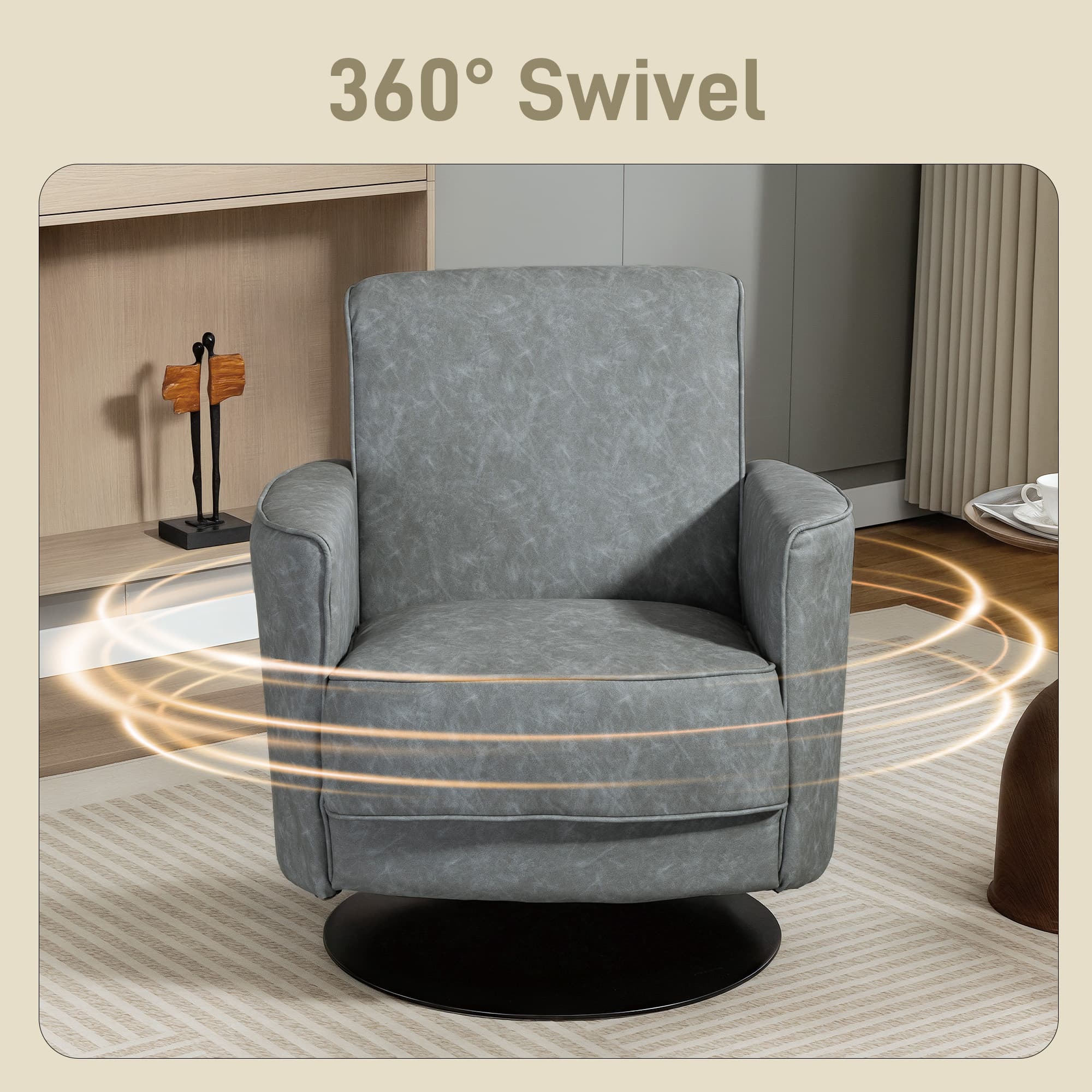 Transform Your Space with the Grey PU Leather Swivel Chair - image 3