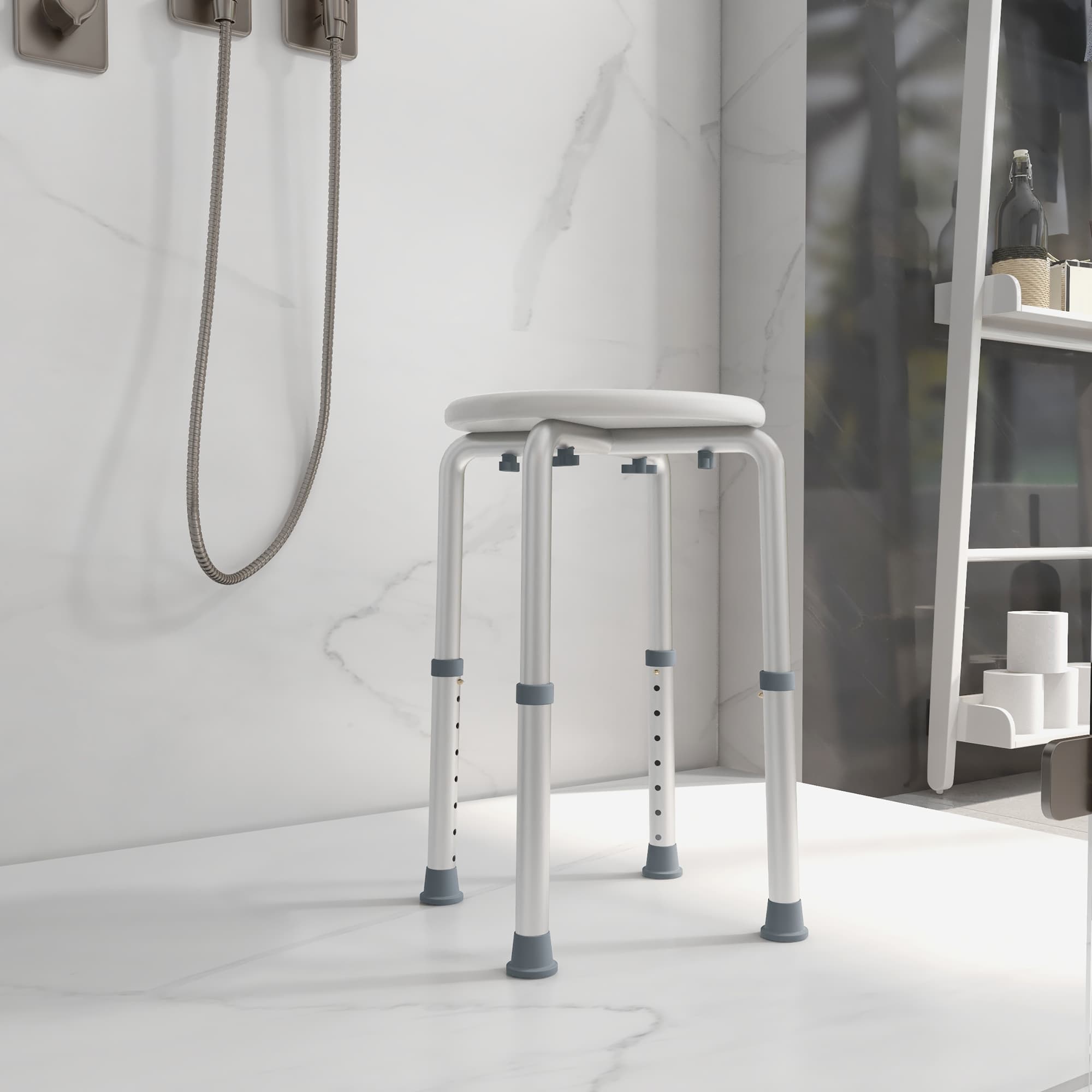 Shower Stool with Adjustable Height and Non-Slip Suction Feet - image 9