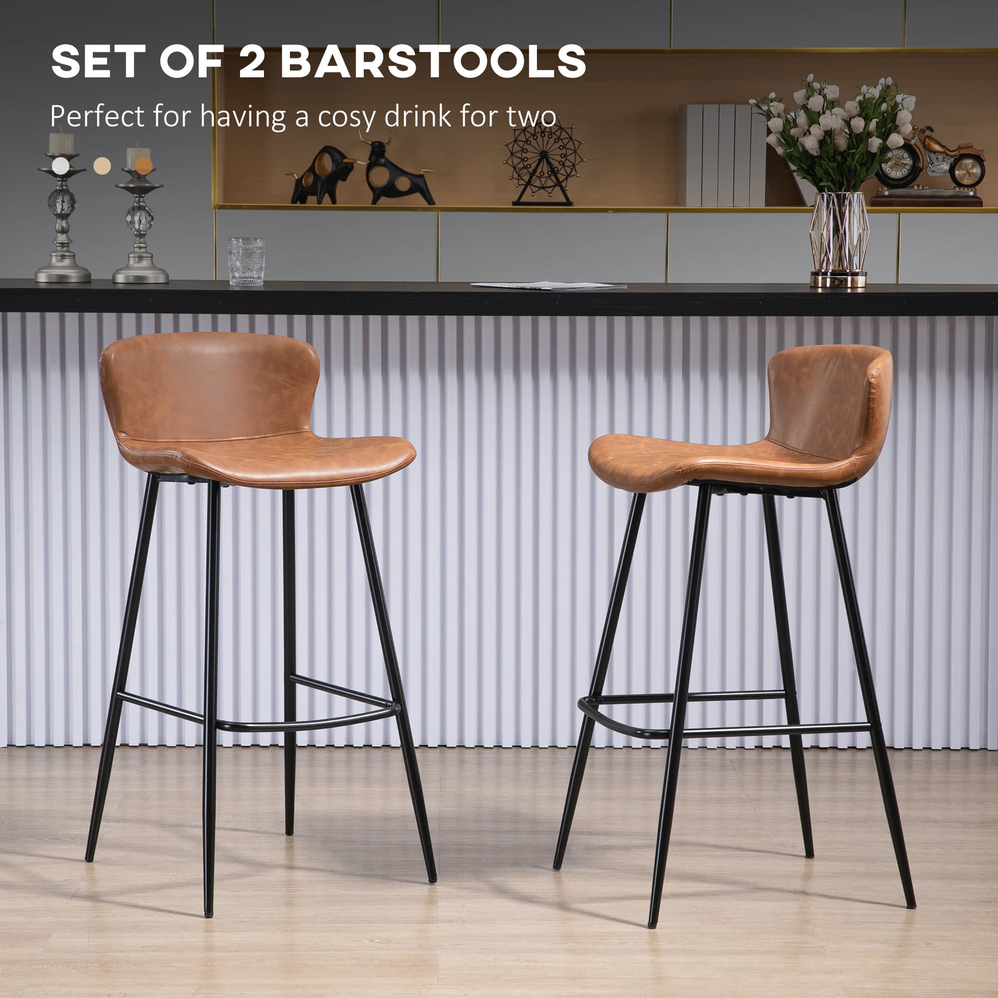 Transform Your Kitchen with Retro Brown Leather Bar Stools - image 3