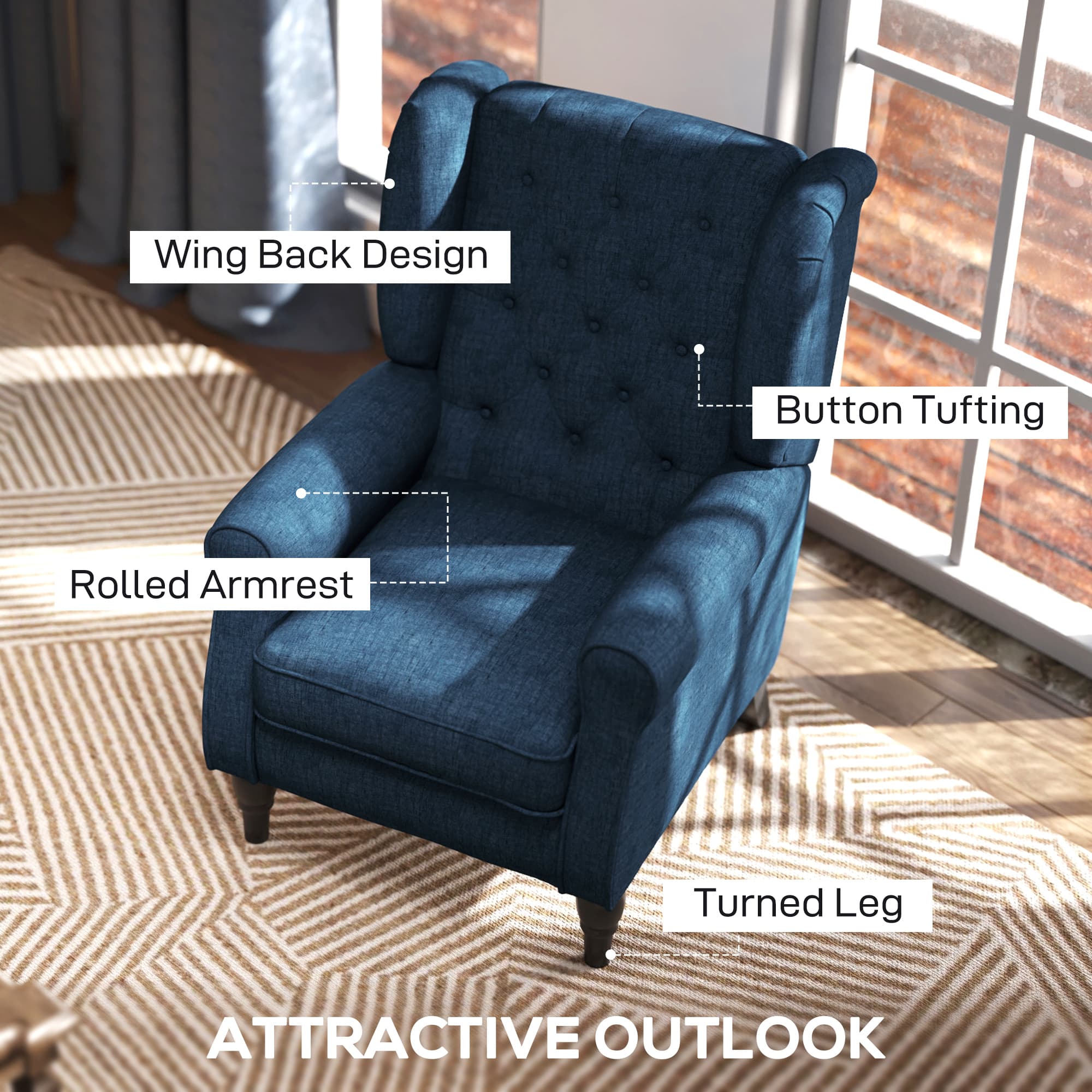 Transform Your Living Space with this Retro Blue Wingback Chair - image 5