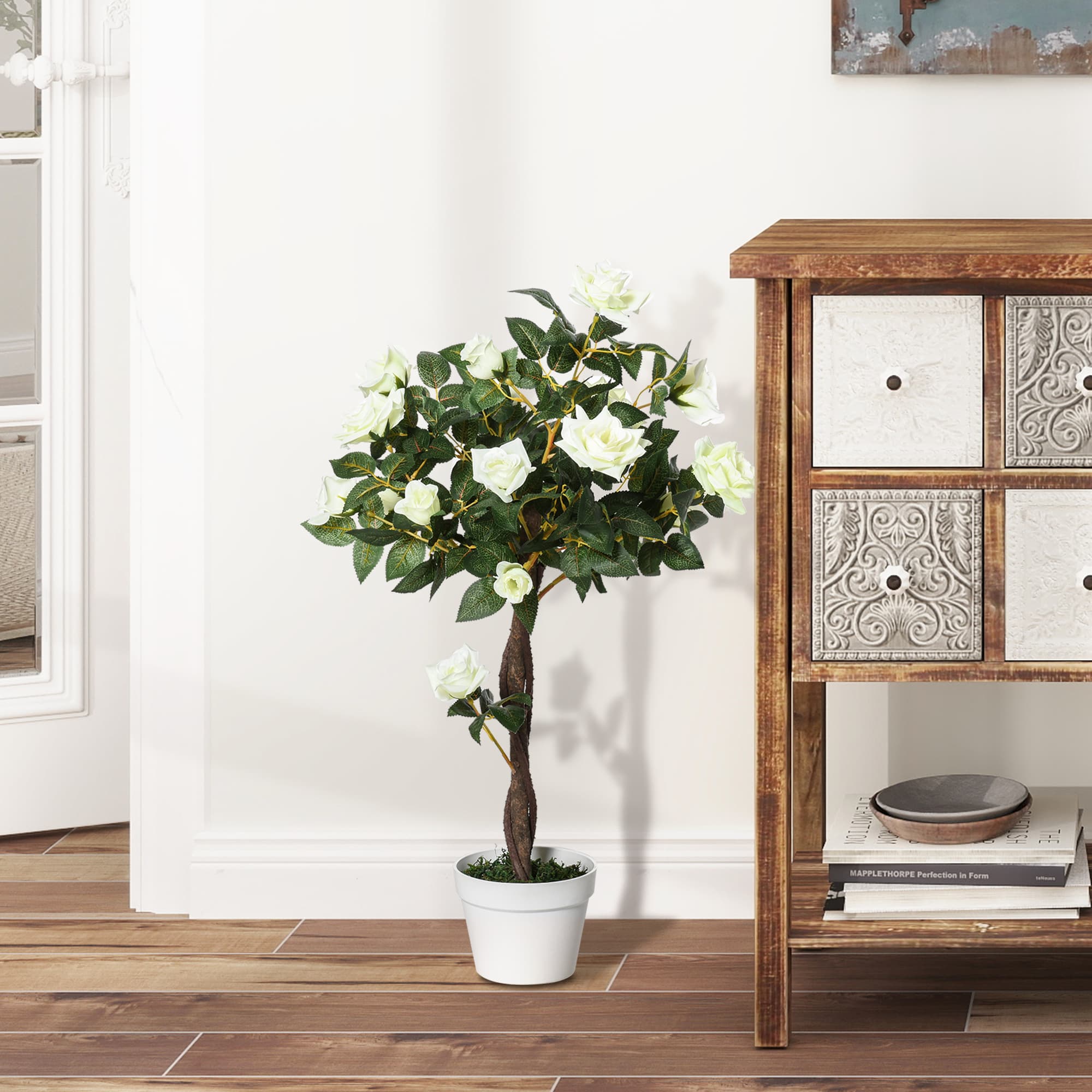 Faux White Rose Tree That Never Needs Watering - image 10