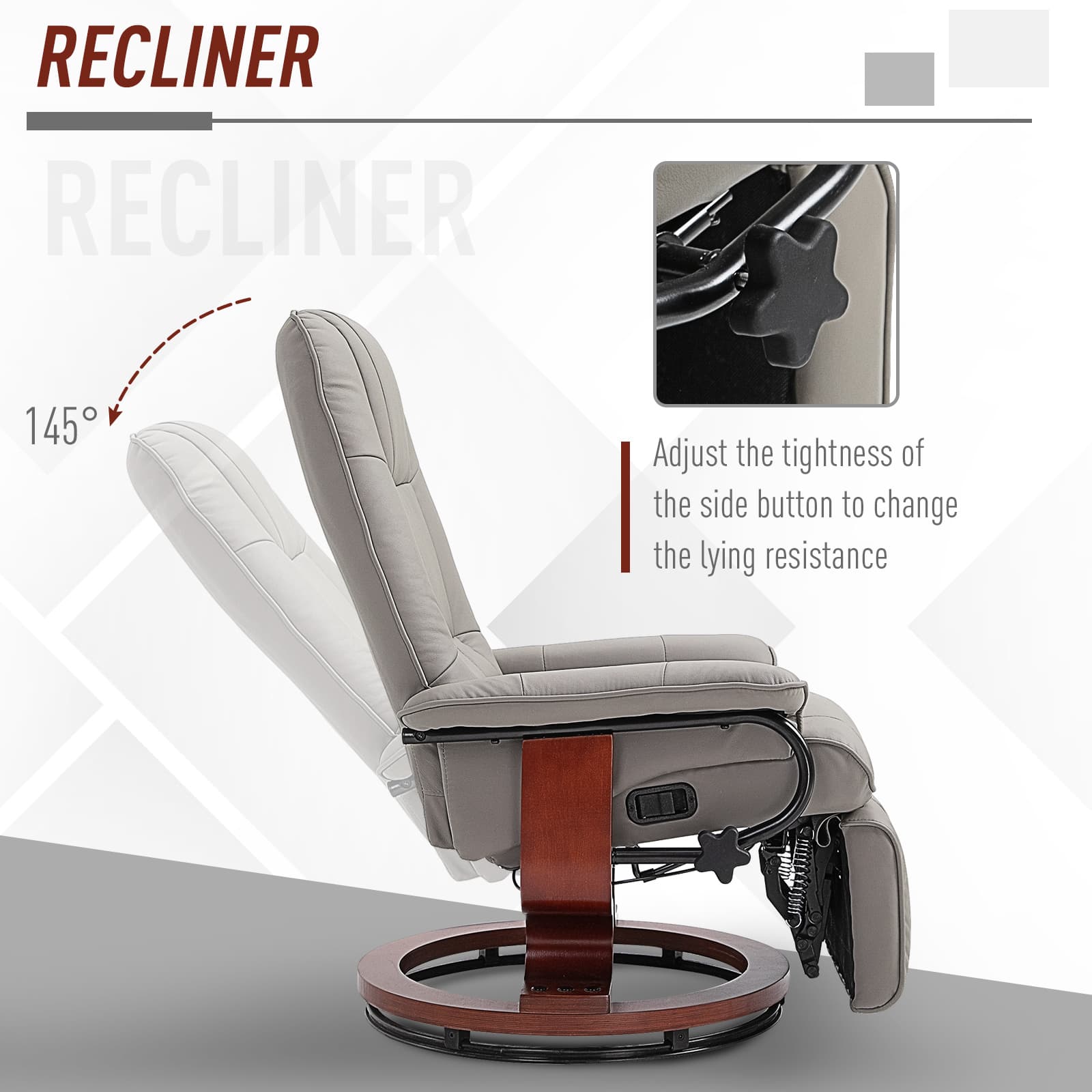 Transform Your Evenings with this Grey Reclining Swivel Chair - image 5