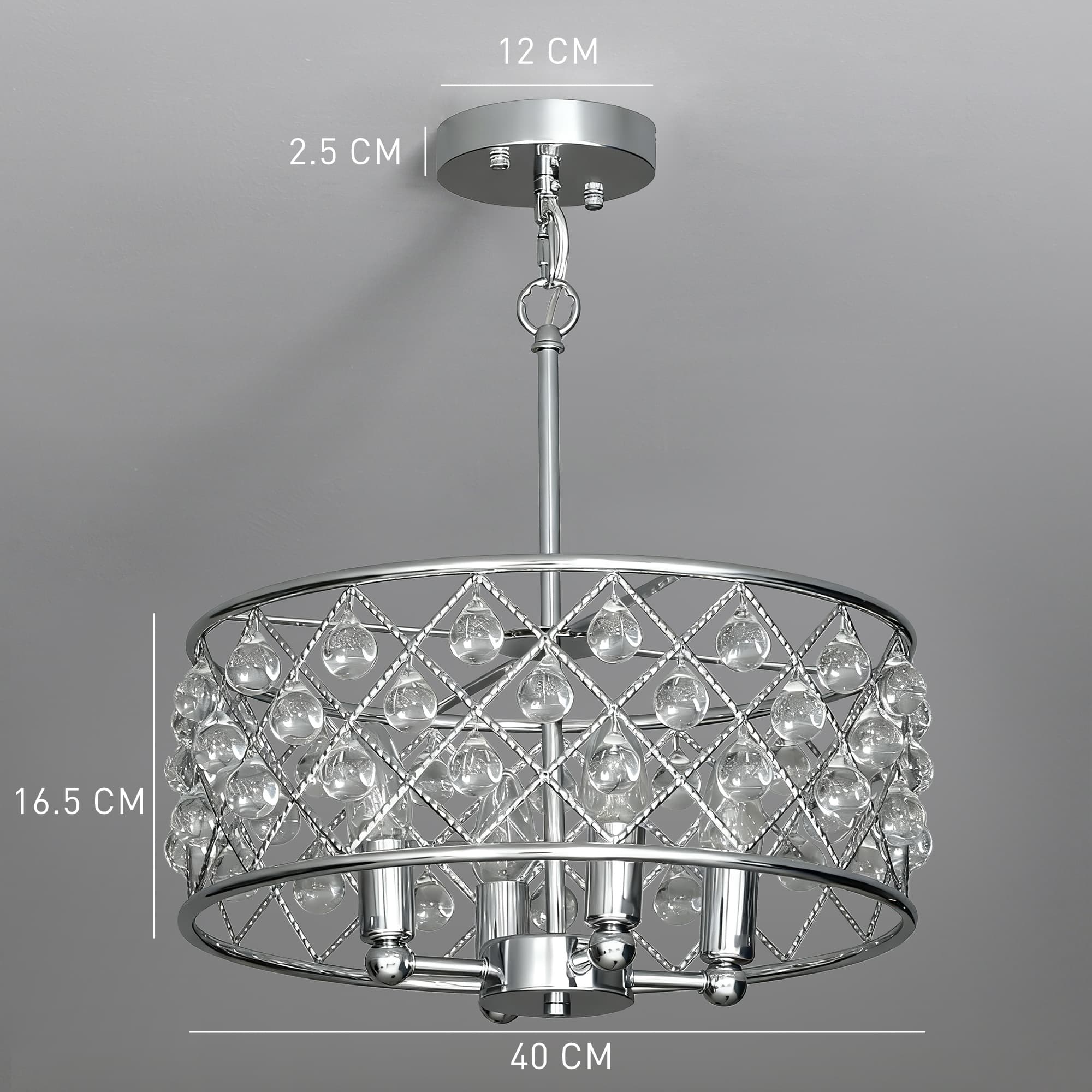 Silver Crystal Chandelier with Four E14 Bulb Holders - image 7