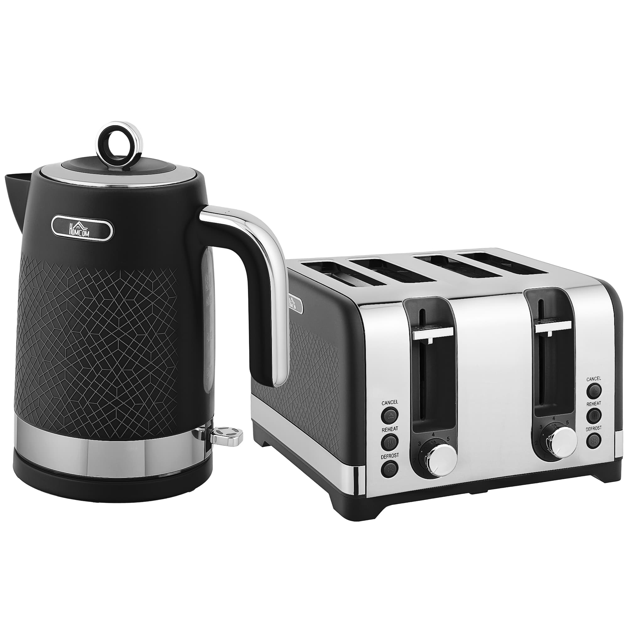 Transform Your Mornings: Matte Black Kettle & Toaster Set - Black
