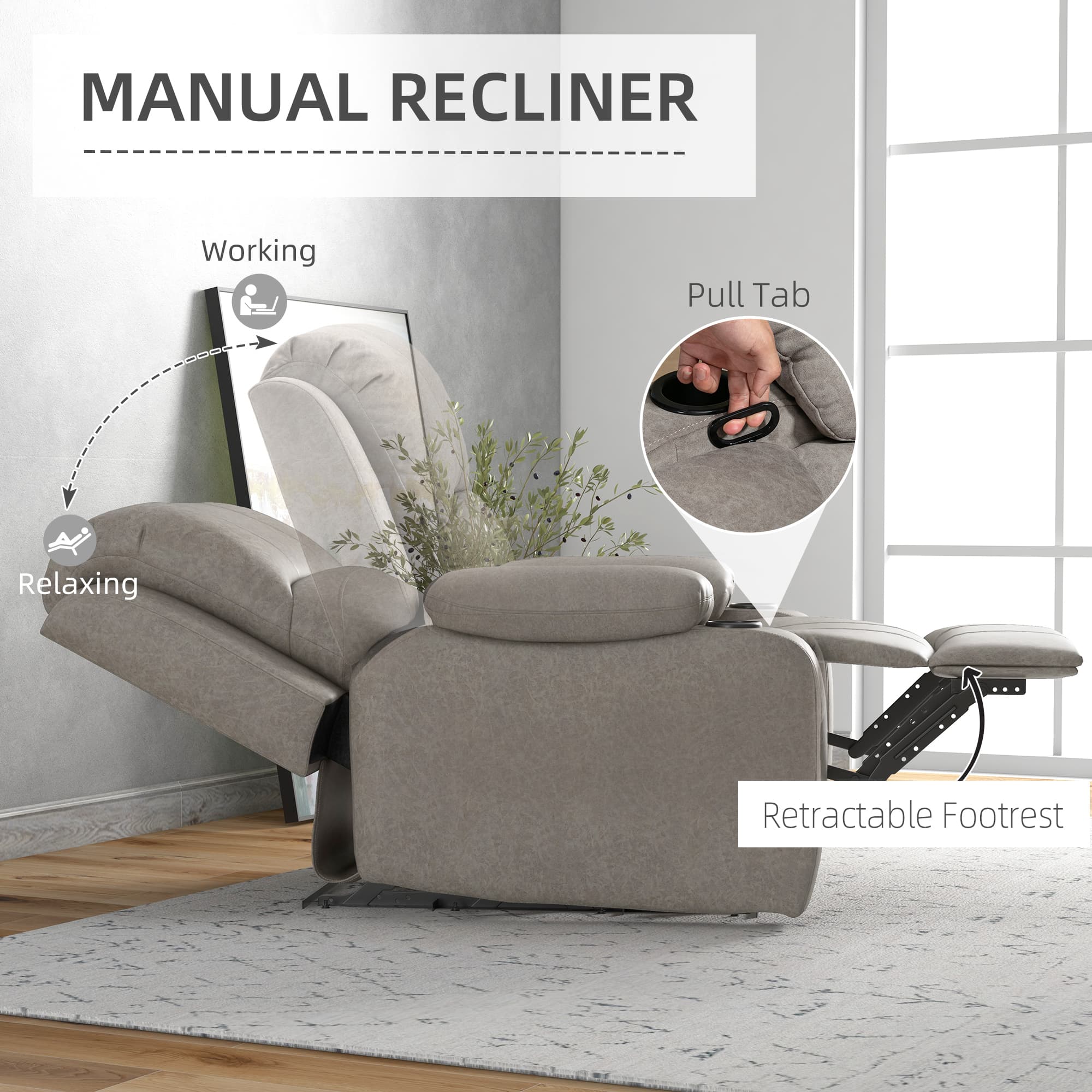Effortless Comfort: Brown Microfibre Reclining Armchair - image 1