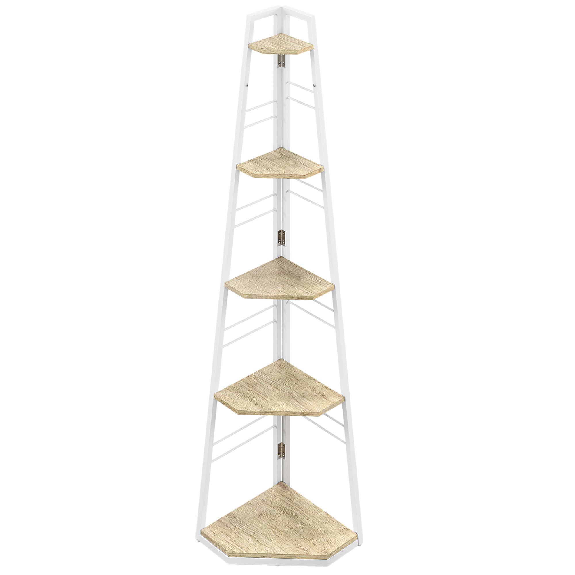 Transform Empty Corners with this 5-Tier Ladder Shelf - Natural wood finish