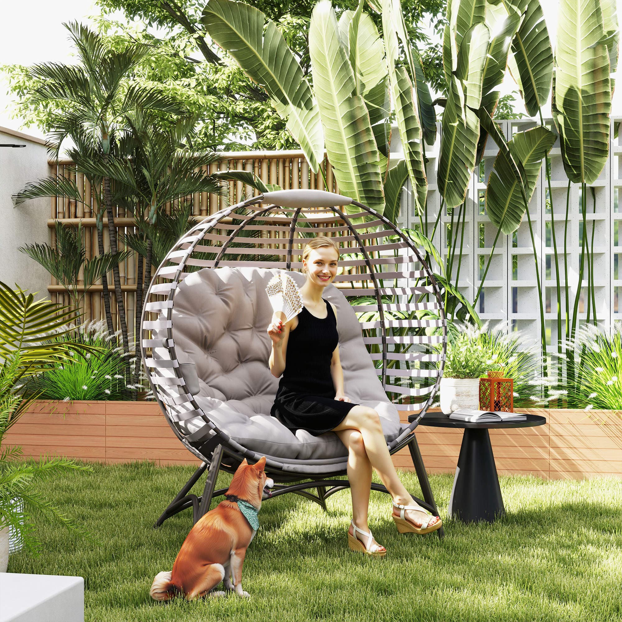 Transform Your Space with this Light Grey Foldable Egg Chair - image 1