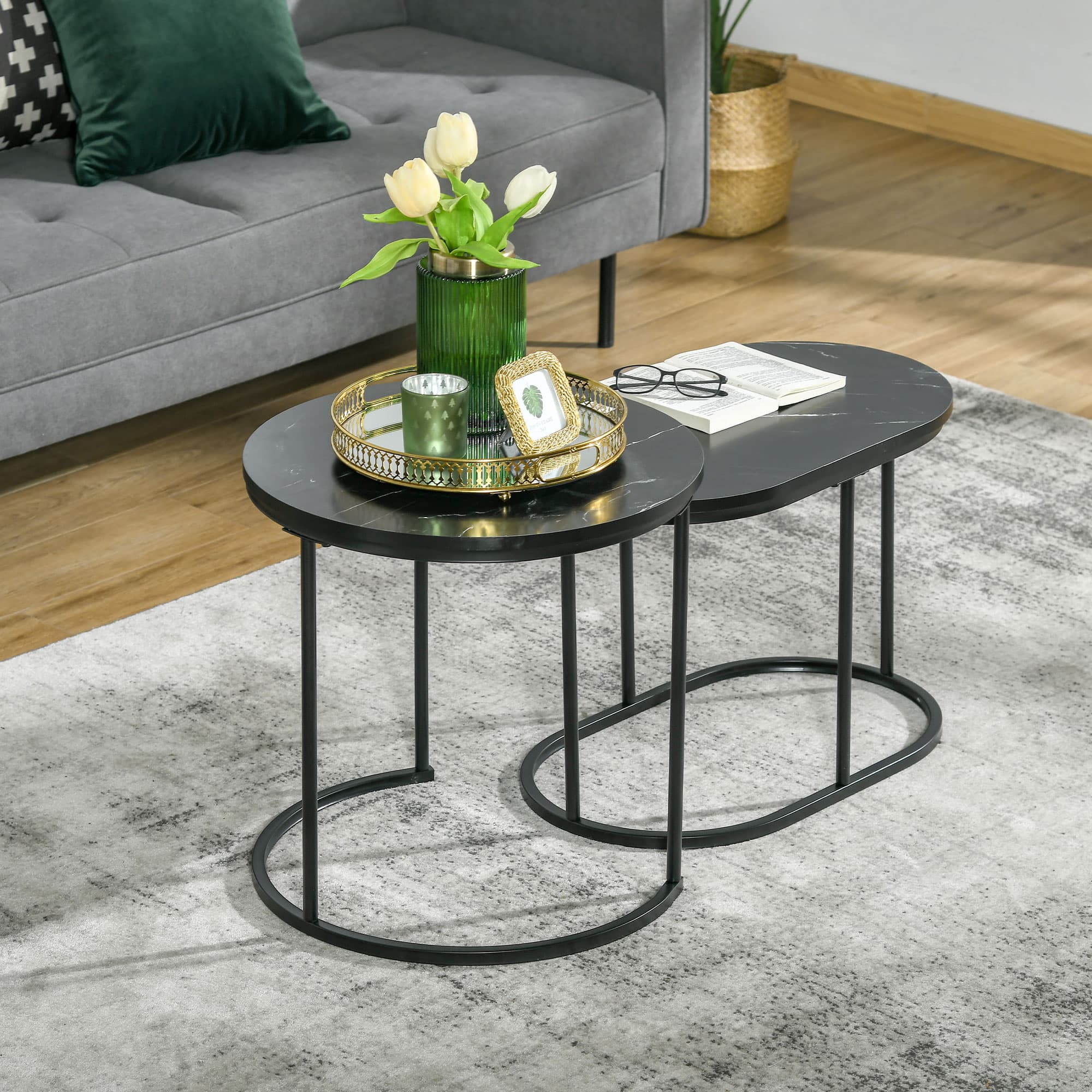 Transform Your Lounge with Marble-Effect Nesting Tables - image 1