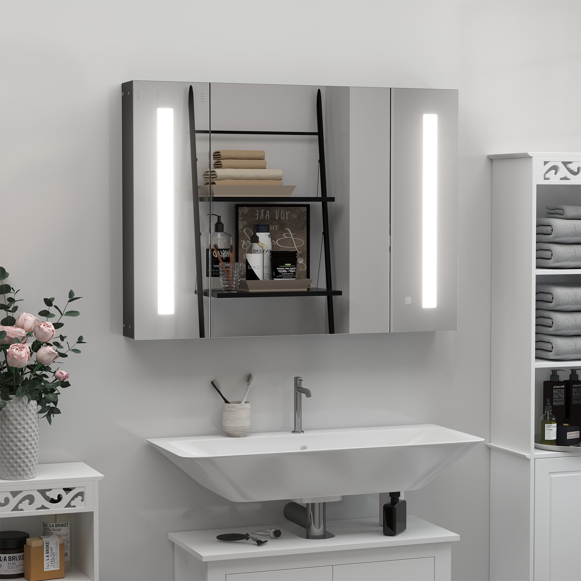 Illuminate Your Mornings with this Black LED Mirror Cabinet - image 1