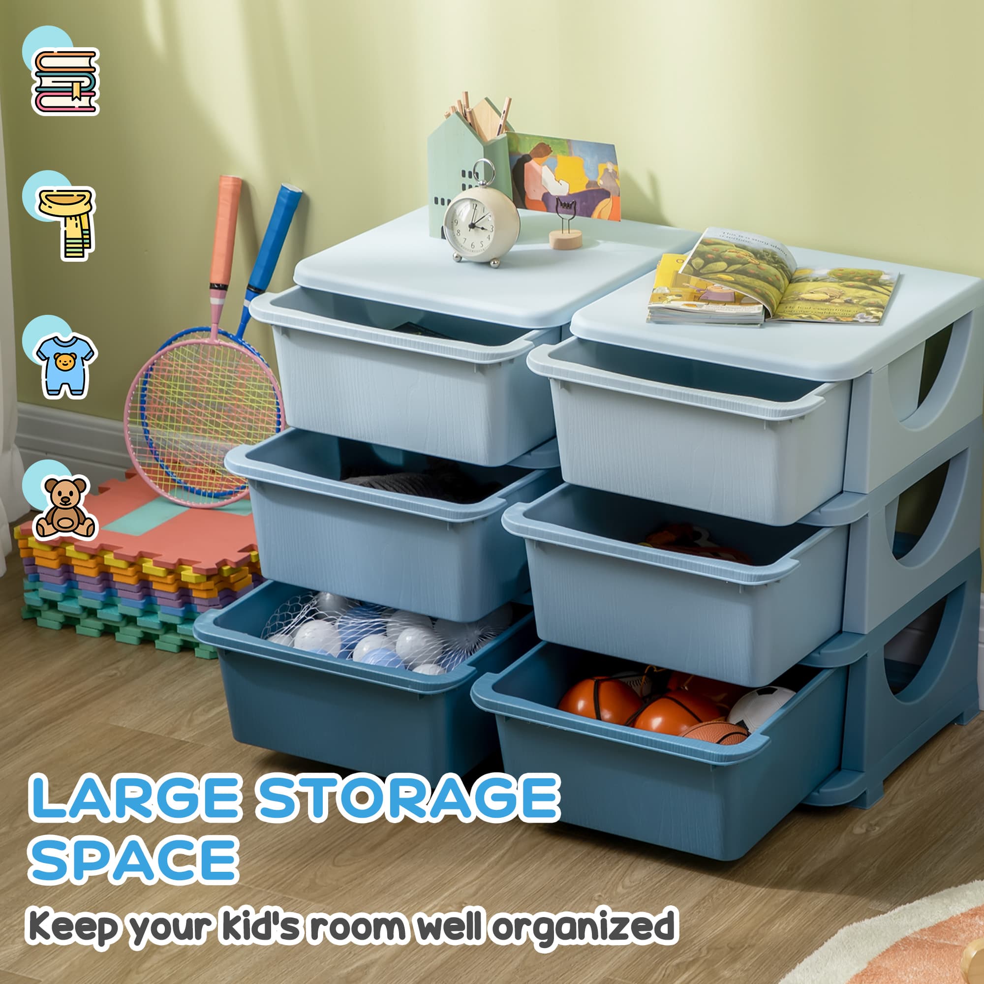 Blue 6-Drawer Kids Storage Unit for Effortless Tidy-Ups - image 2