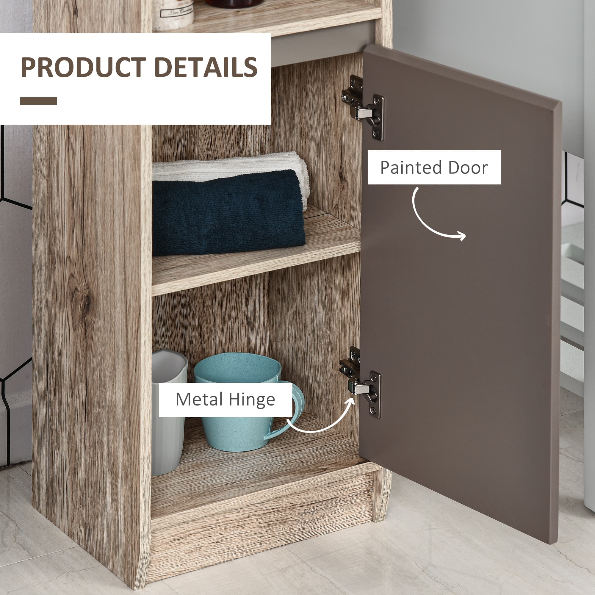 Transform Small Spaces with this Slim Grey & Oak Bathroom Cabinet - image 2