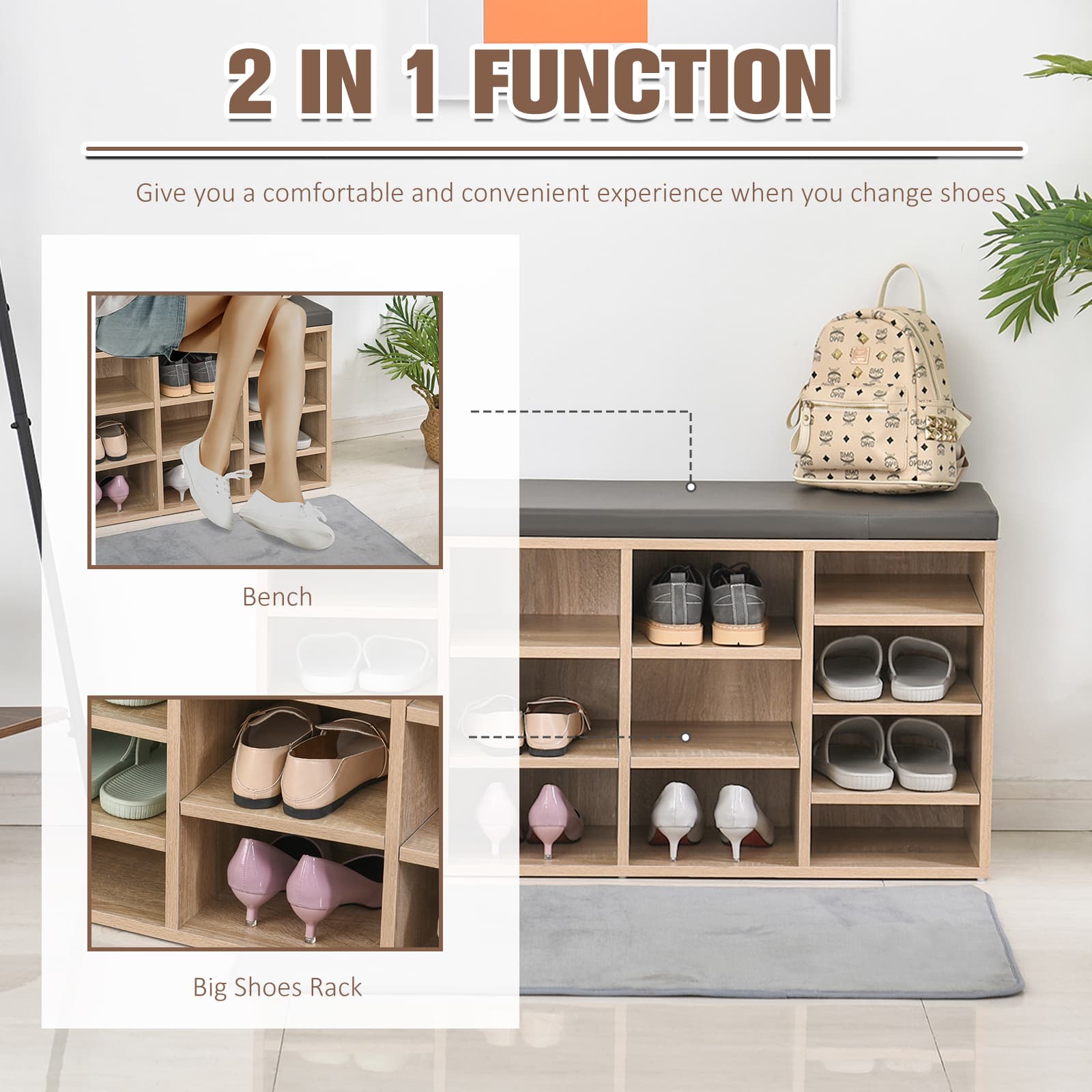 Transform Your Hallway with this 14-Slot Shoe Rack & Seat - image 3