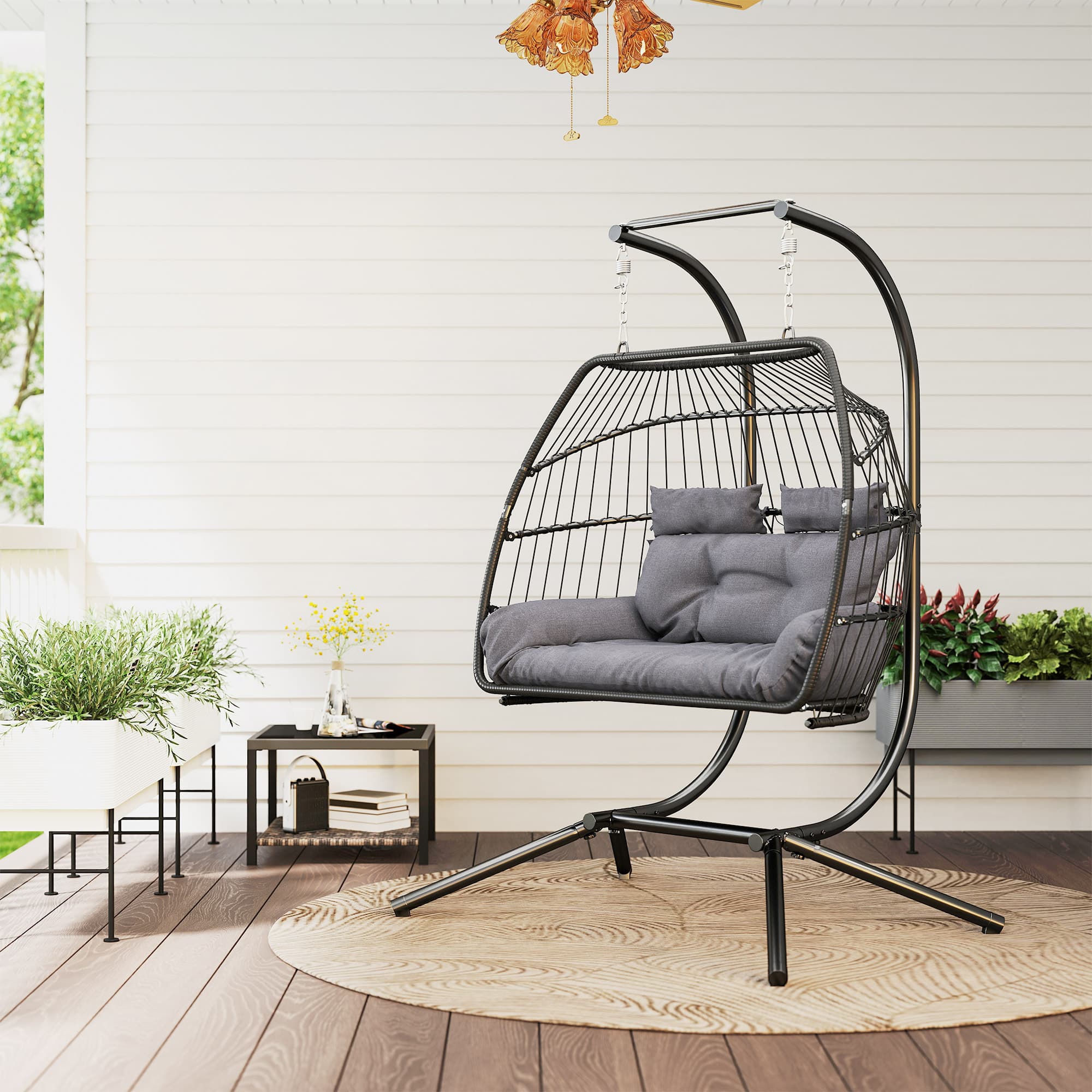 Effortless Relaxation: Dark Grey Double Hanging Egg Chair - image 5