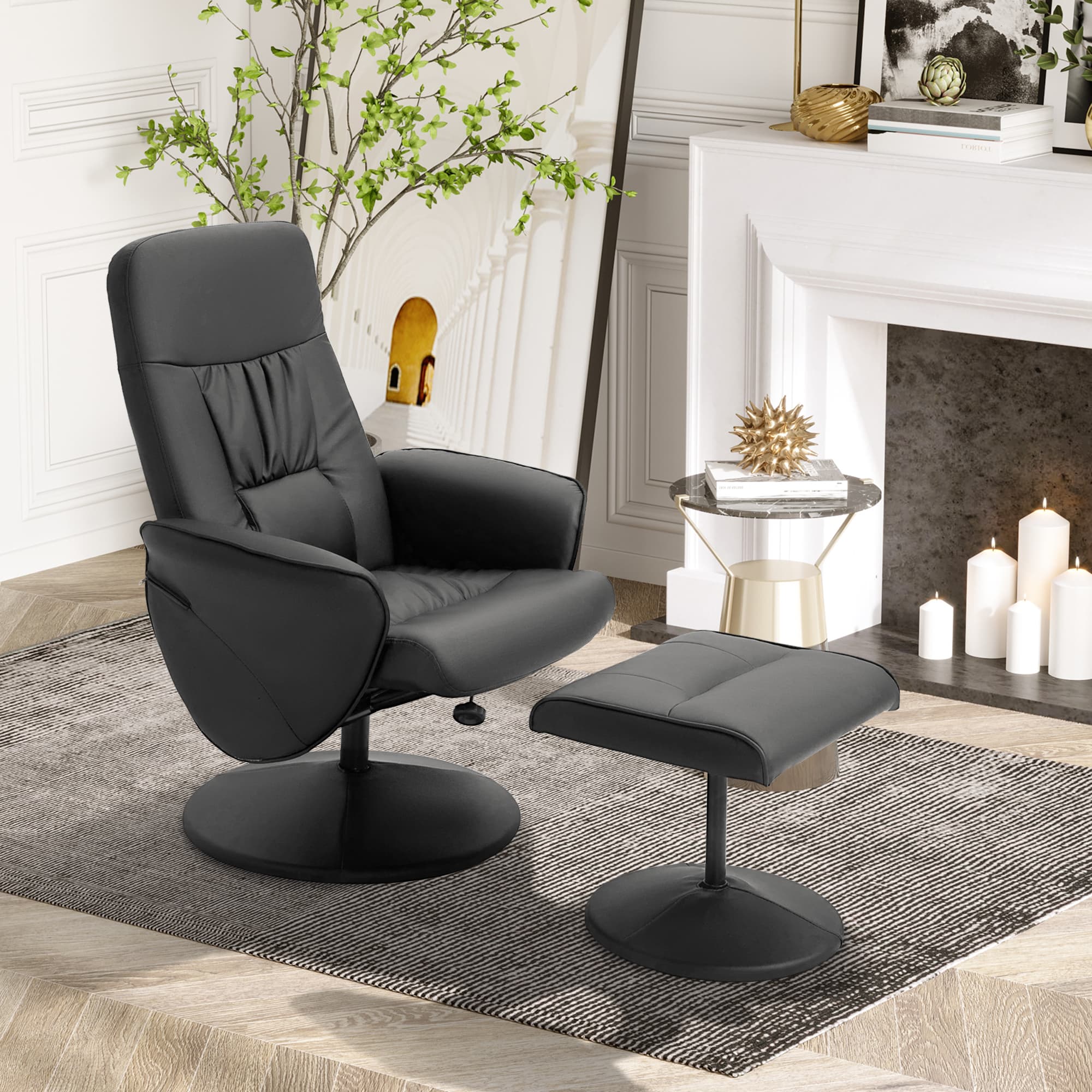 Transform Your Lounge with this Black Swivel Recliner & Stool - image 4
