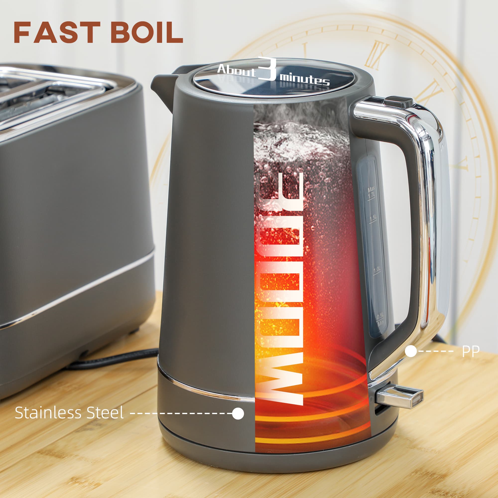 Grey Kettle and Toaster Set for Everyday Breakfasts - image 6