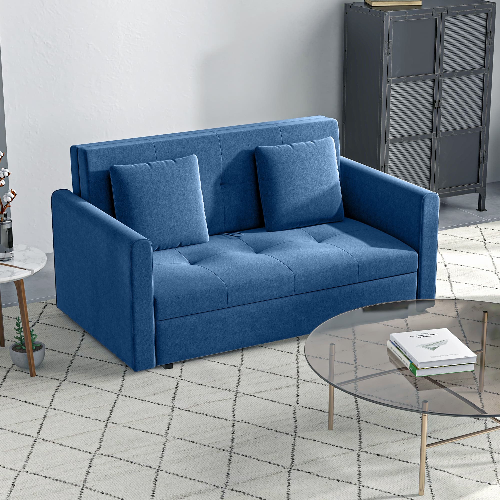 Maximise Your Space with this Deep Blue 2 Seater Sofa Bed - image 3