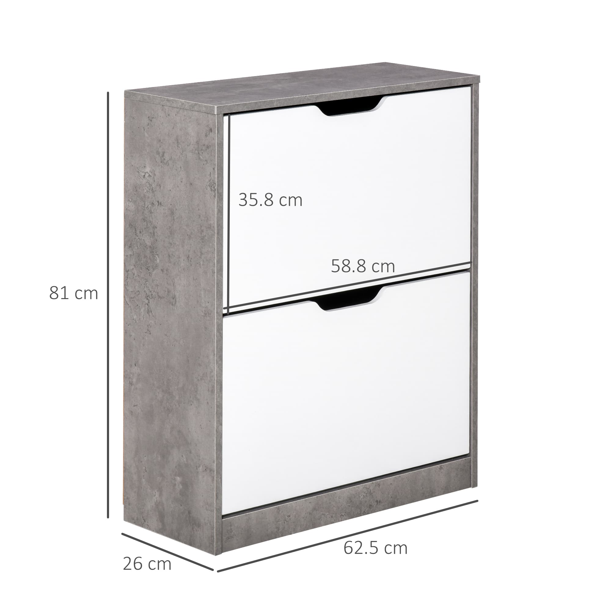 Modern Two Drawer Shoe Cabinet in Grey and White - image 6
