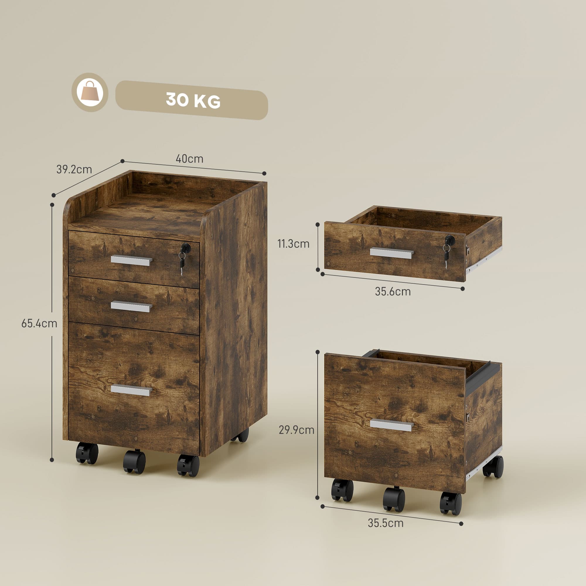 Transform Your Workspace with this Rustic 3-Drawer Filing Cabinet - image 5