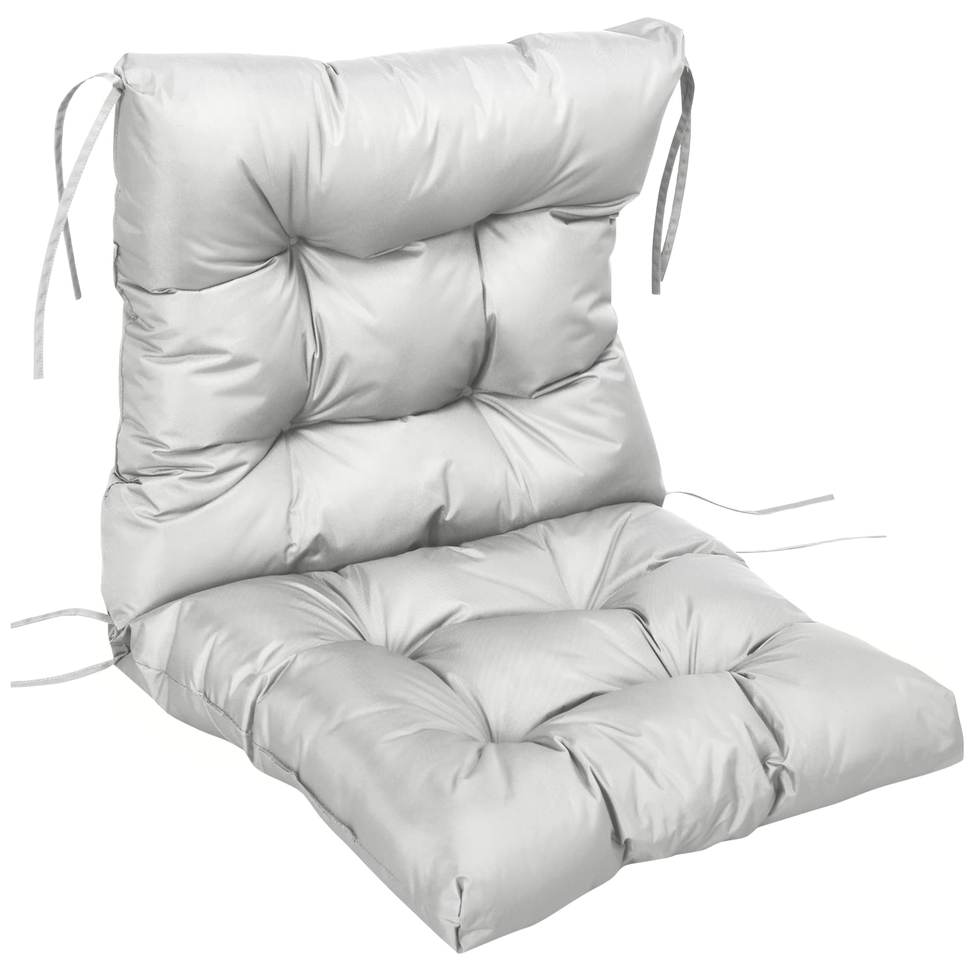 Tufted Garden Chair Cushion with Back Support, Light Grey - image 7