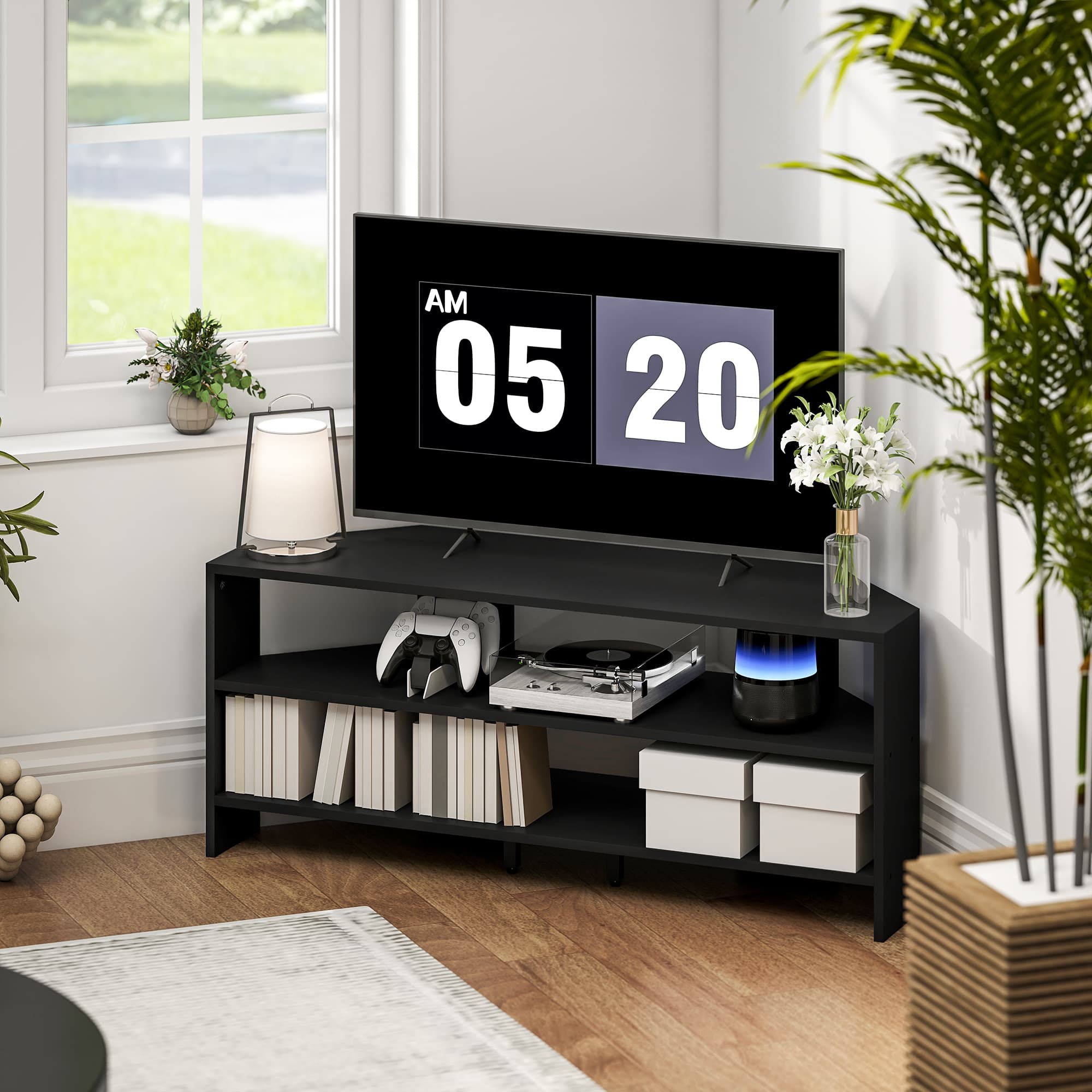 Space-Saving Black Corner TV Unit for 47-Inch Screens - image 1
