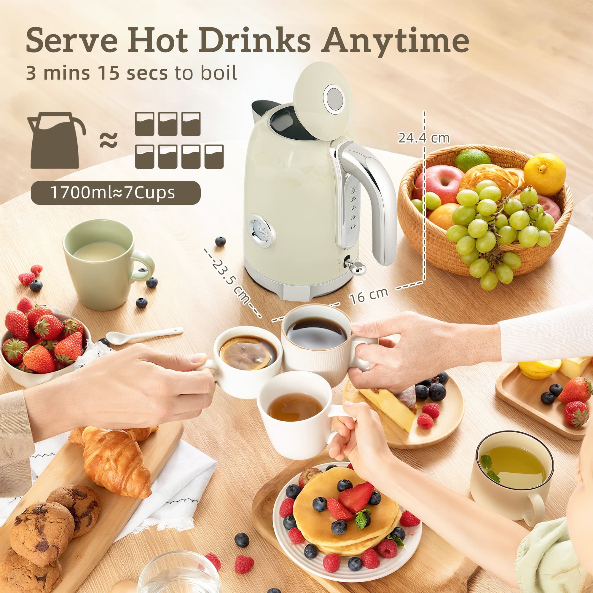 Effortless Mornings: Retro Grey Kettle & 4-Slice Toaster Set - image 4