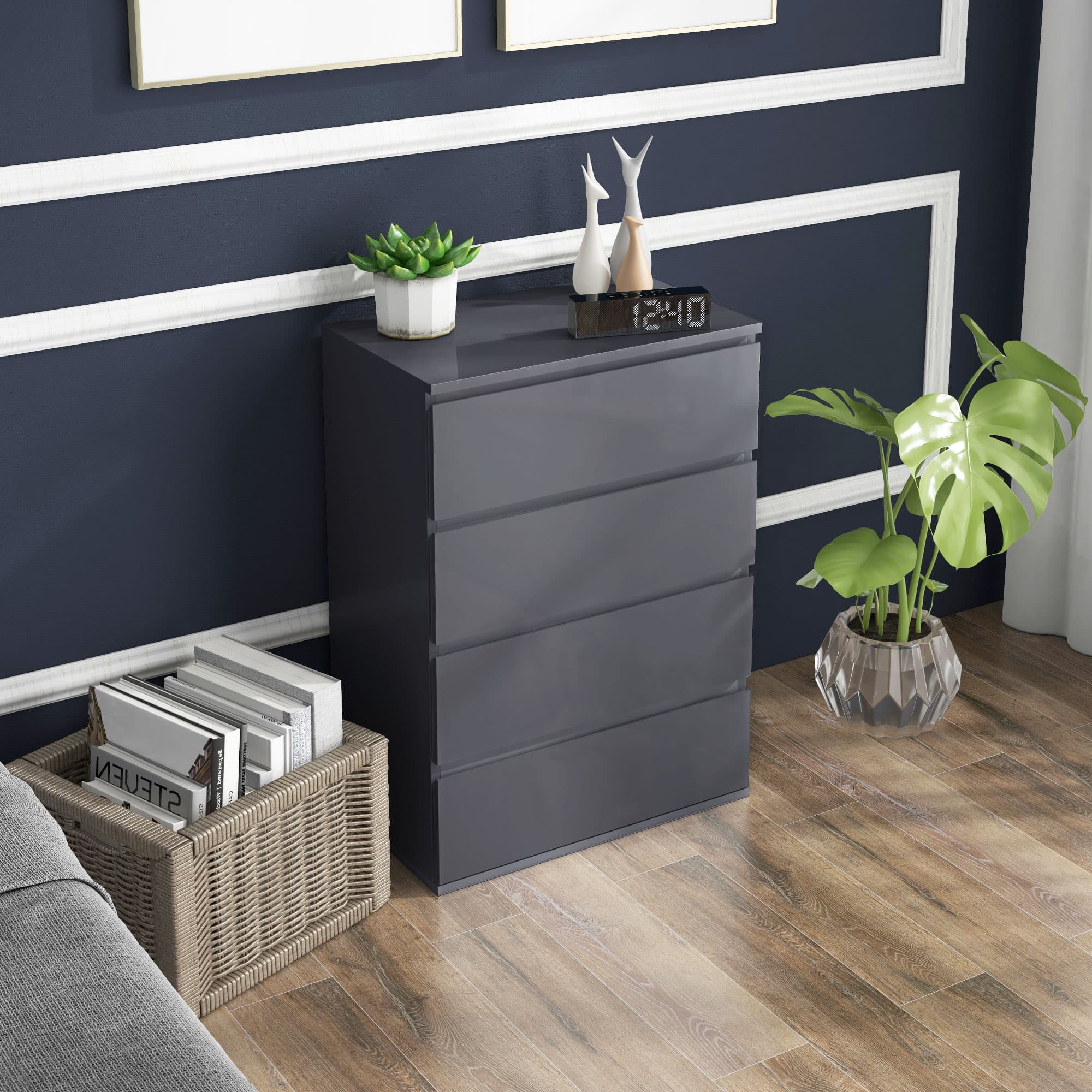 Transform Your Bedroom with this Sleek Grey 4-Drawer Chest - image 1
