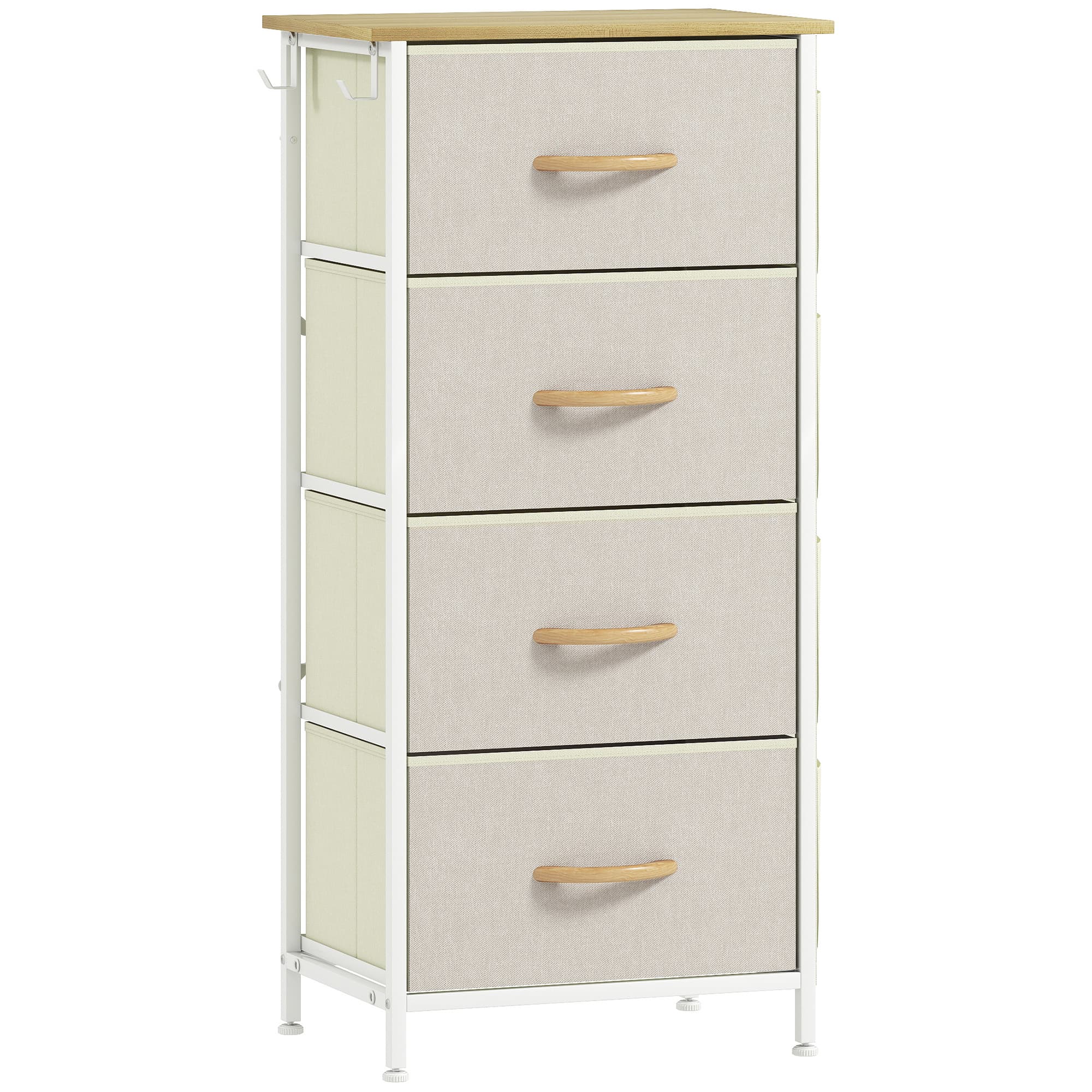 Beige Fabric Storage Chest with Four Drawers - image 7