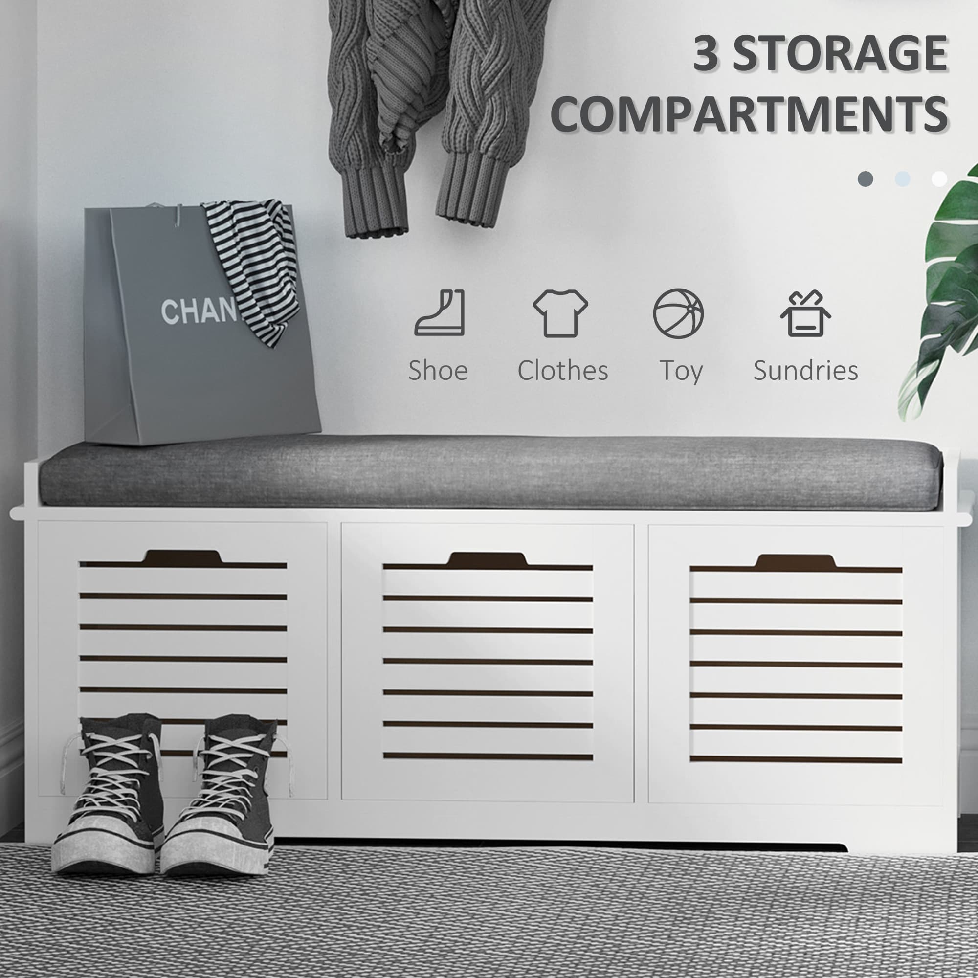 Transform Your Hallway with this White Shoe Storage Bench - image 2