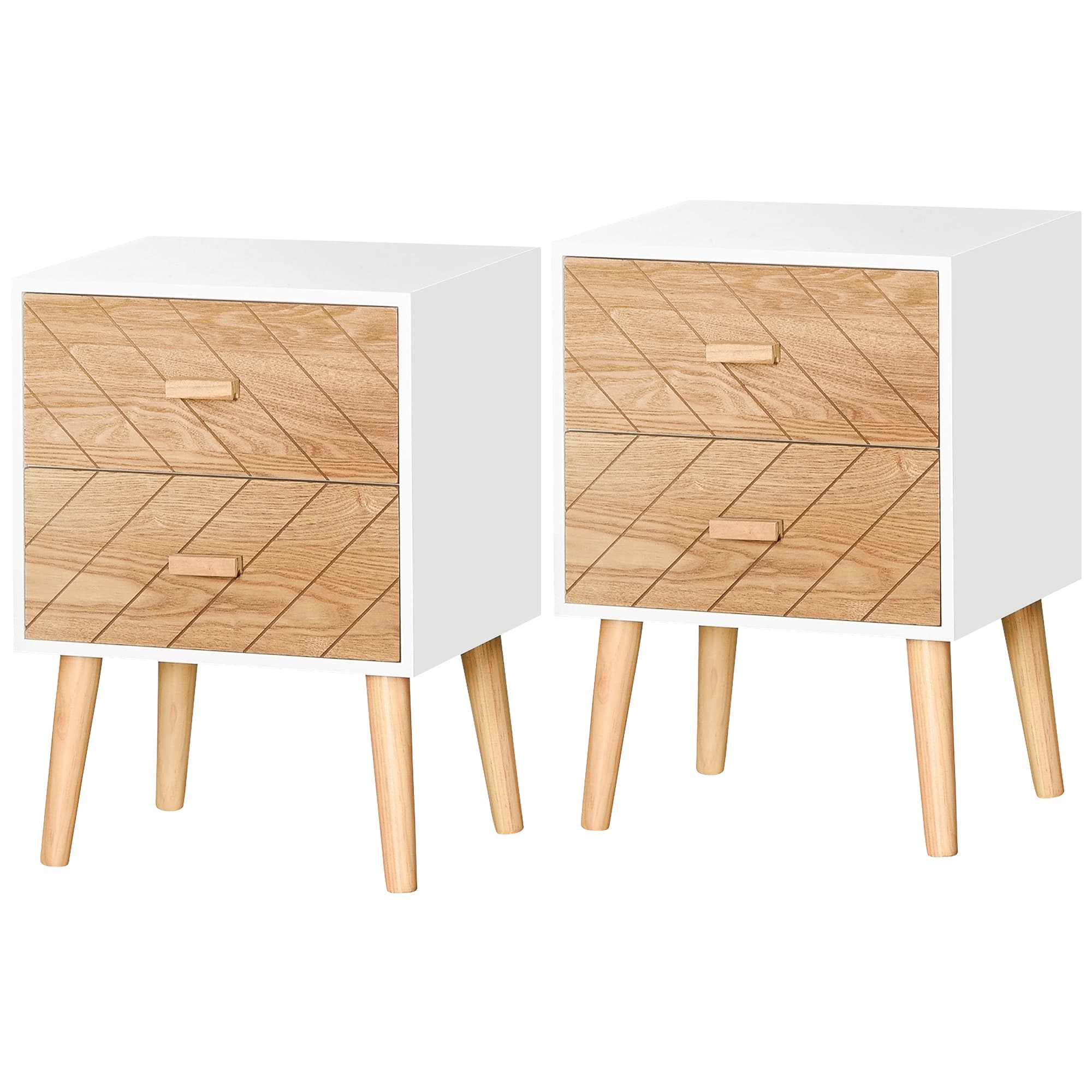 Transform Your Bedroom with this Modern Bedside Table Set - Natural wood finish