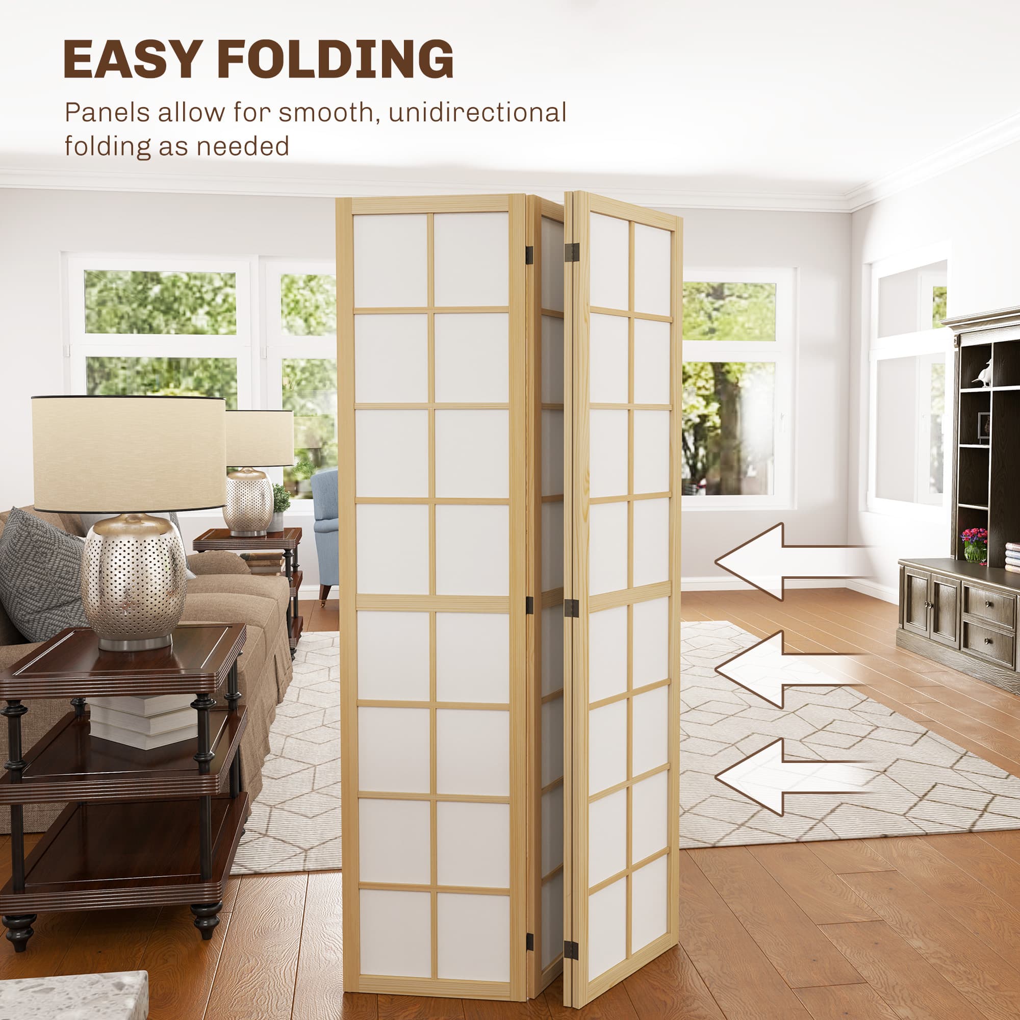 Transform Your Space with this 4-Panel Pine Room Divider - image 3