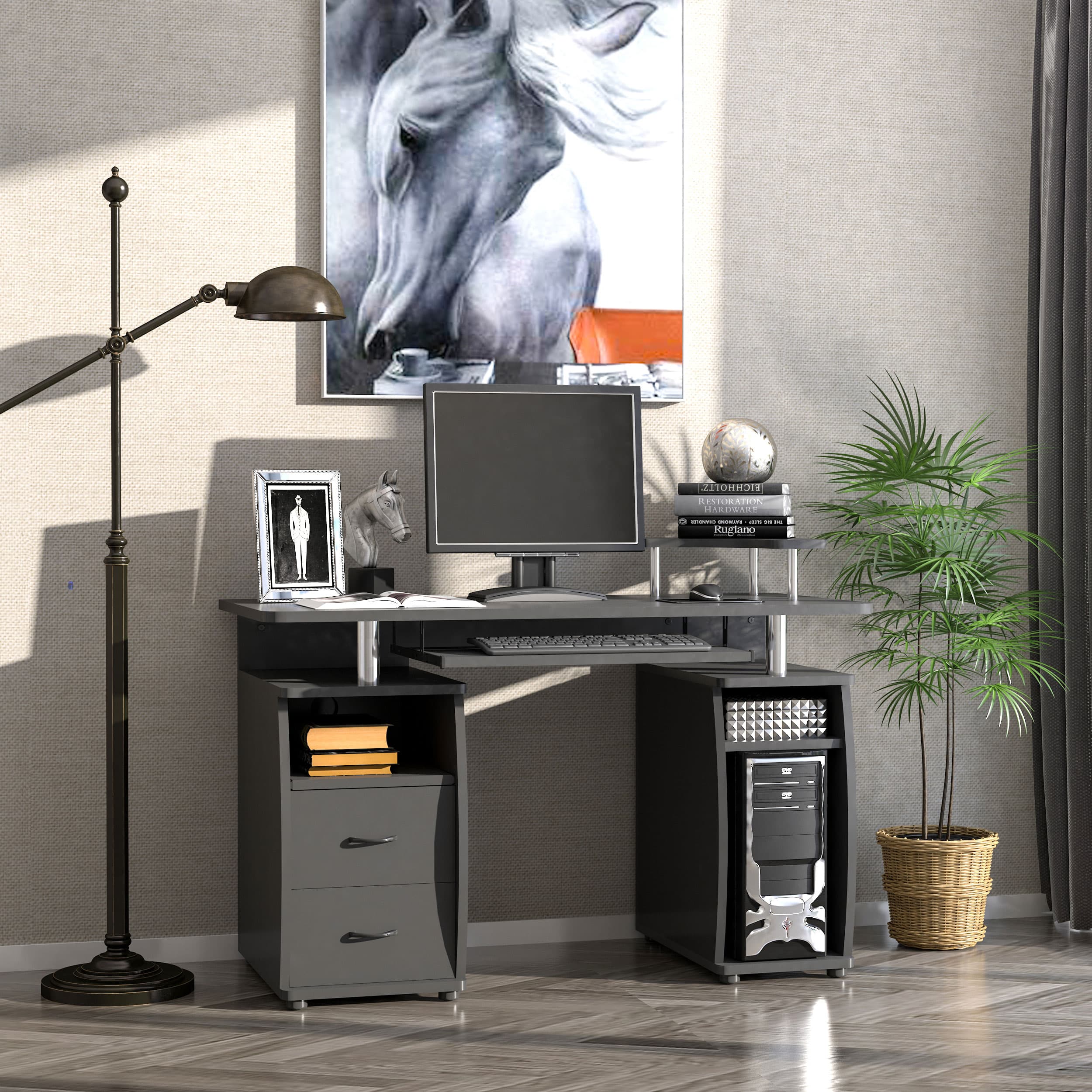 Engineered Black Computer Workstation for Effortless Productivity - image 3