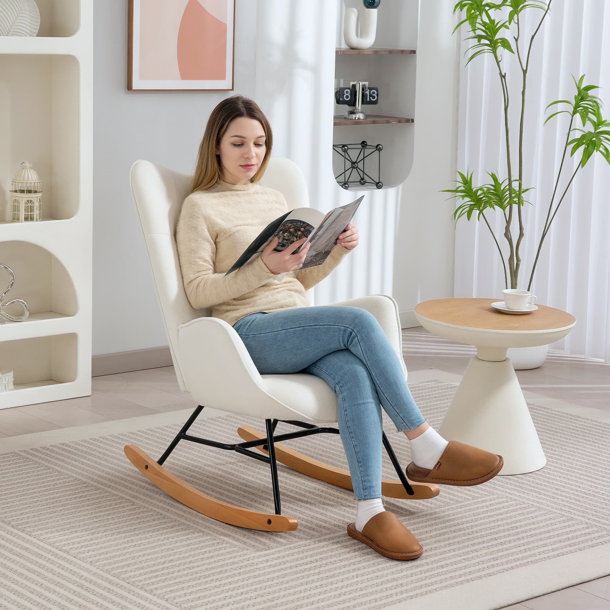 Transform Your Space With This Cream Velvet Rocking Chair - image 2