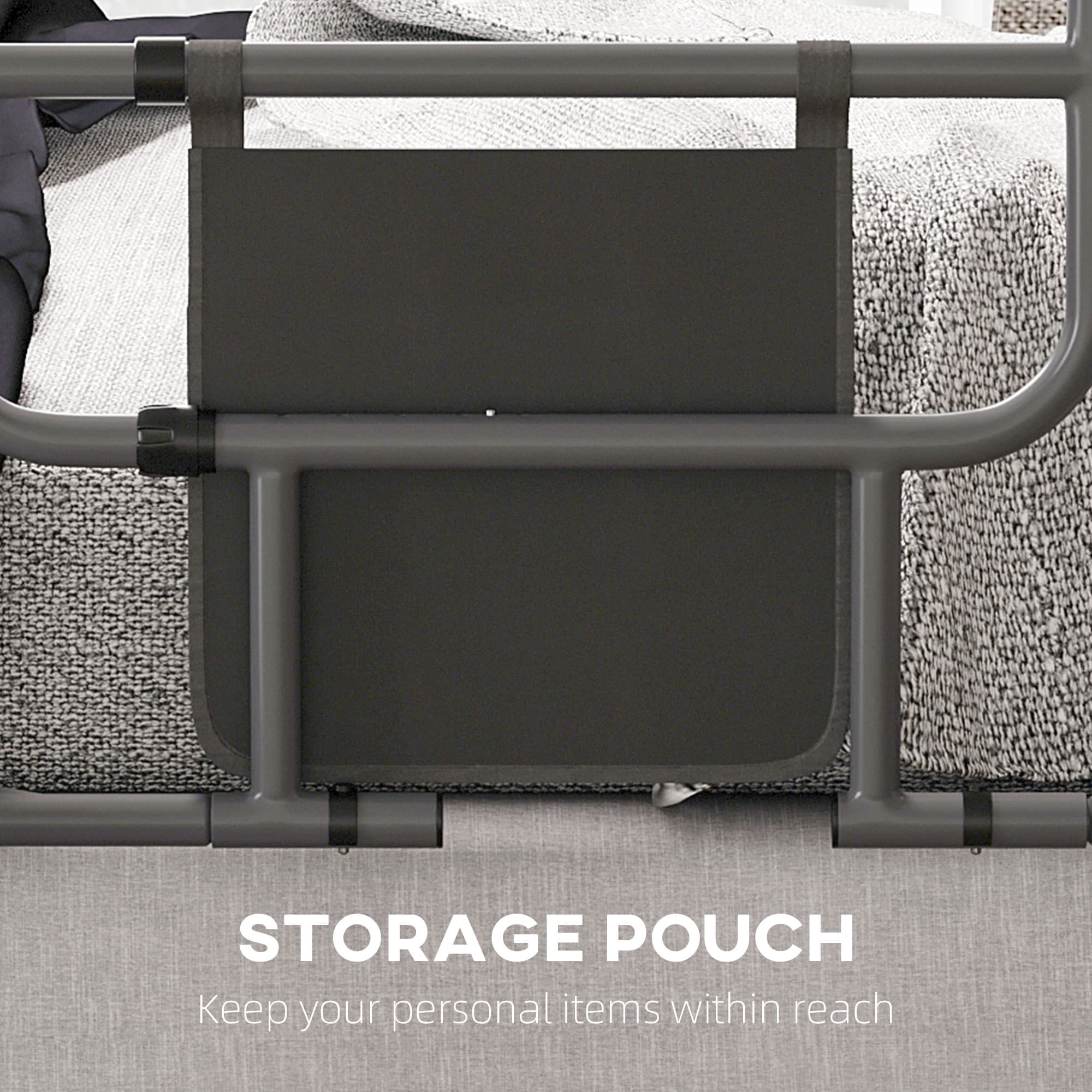Folding Bed Safety Rail with Fabric Pocket for Easy Bedside Access - image 9