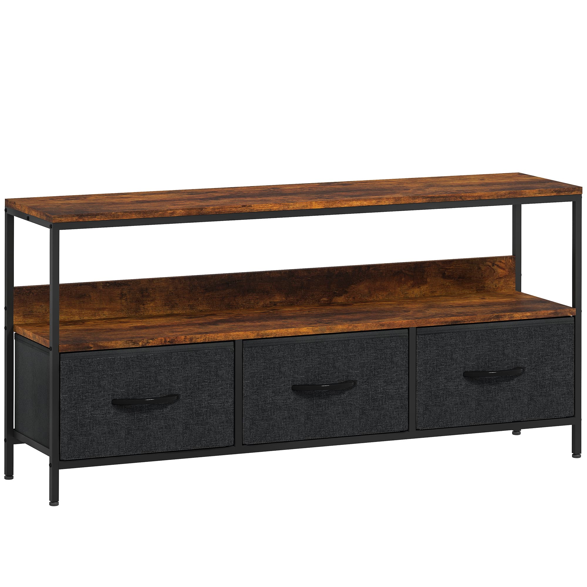 Rustic Brown TV Stand with Intelligent Foldable Storage - Rustic Brown