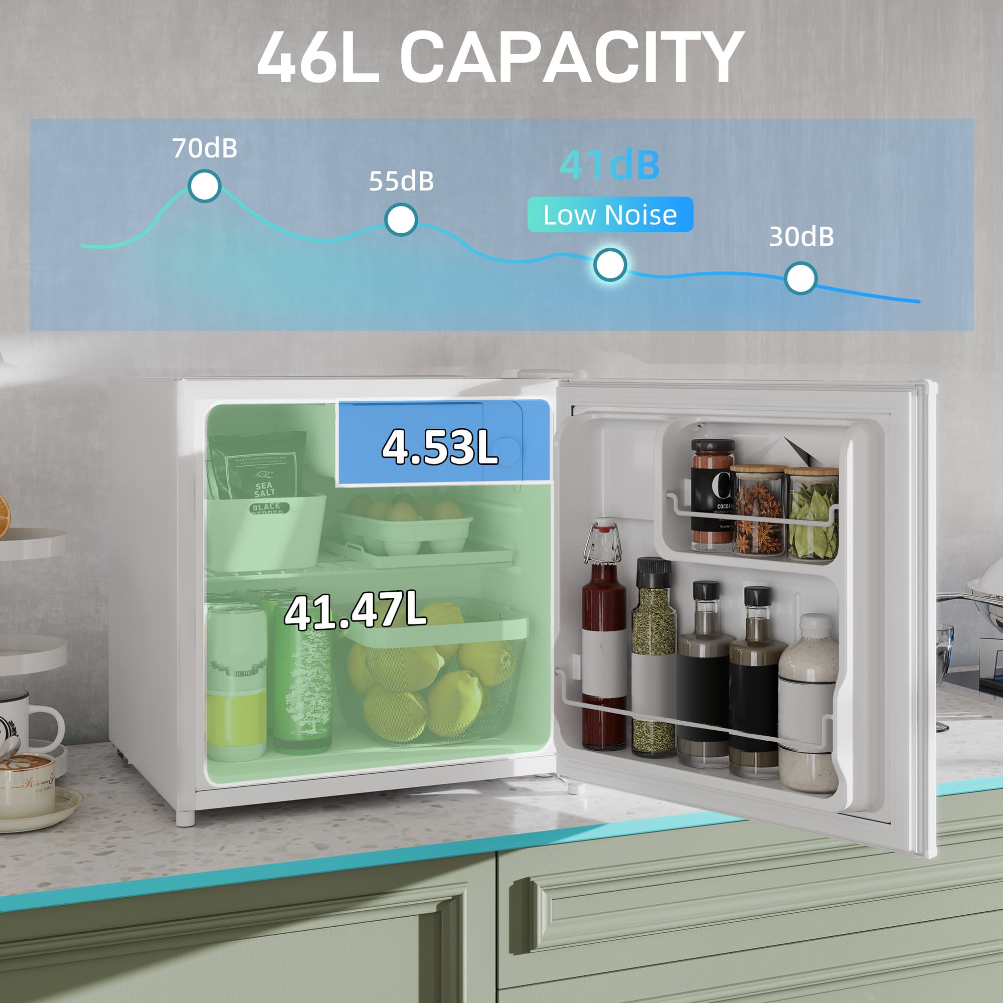 Compact 46-Litre Mini Fridge with Ice Box — For Bedrooms and Offices - image 6