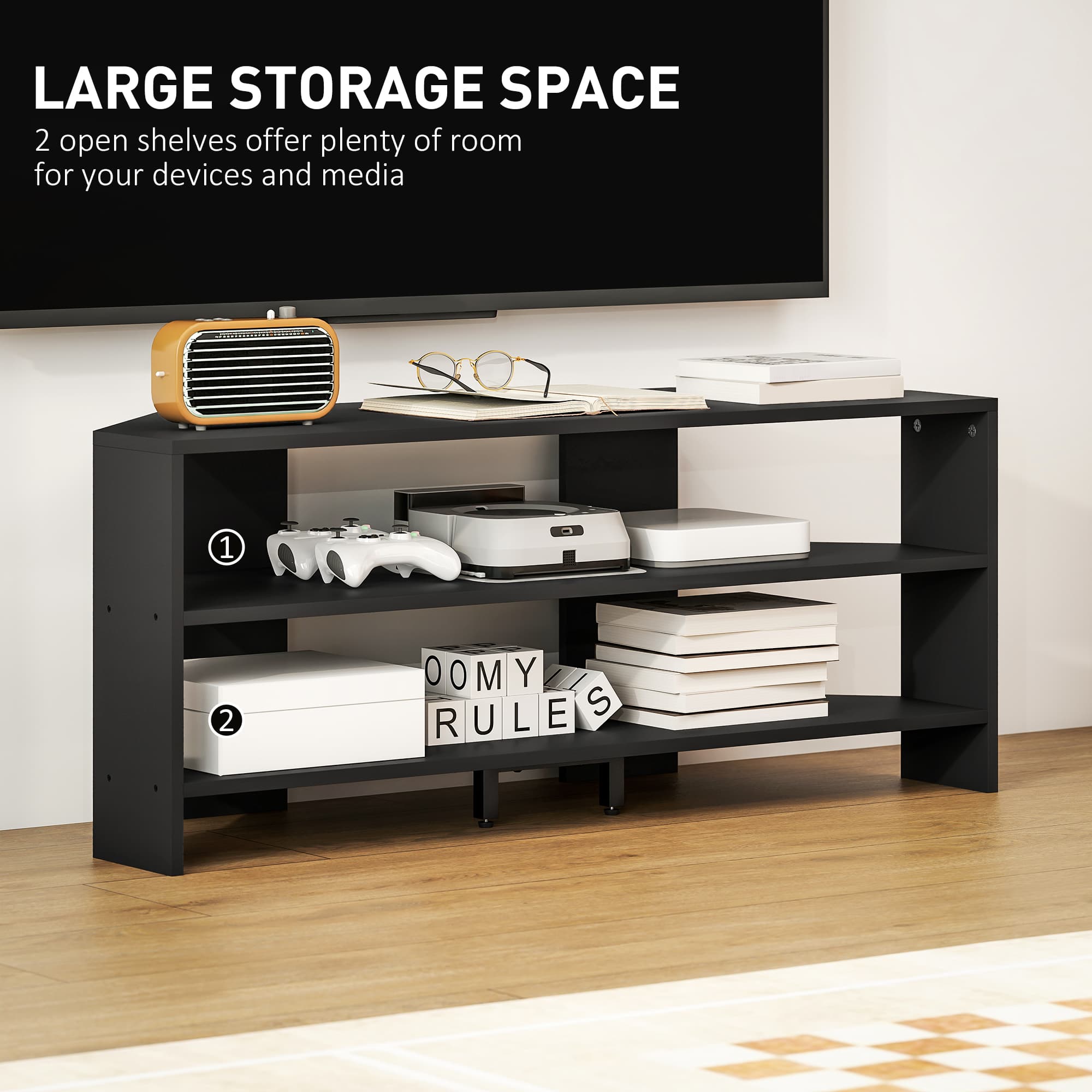 Space-Saving Black Corner TV Unit for 47-Inch Screens - image 4