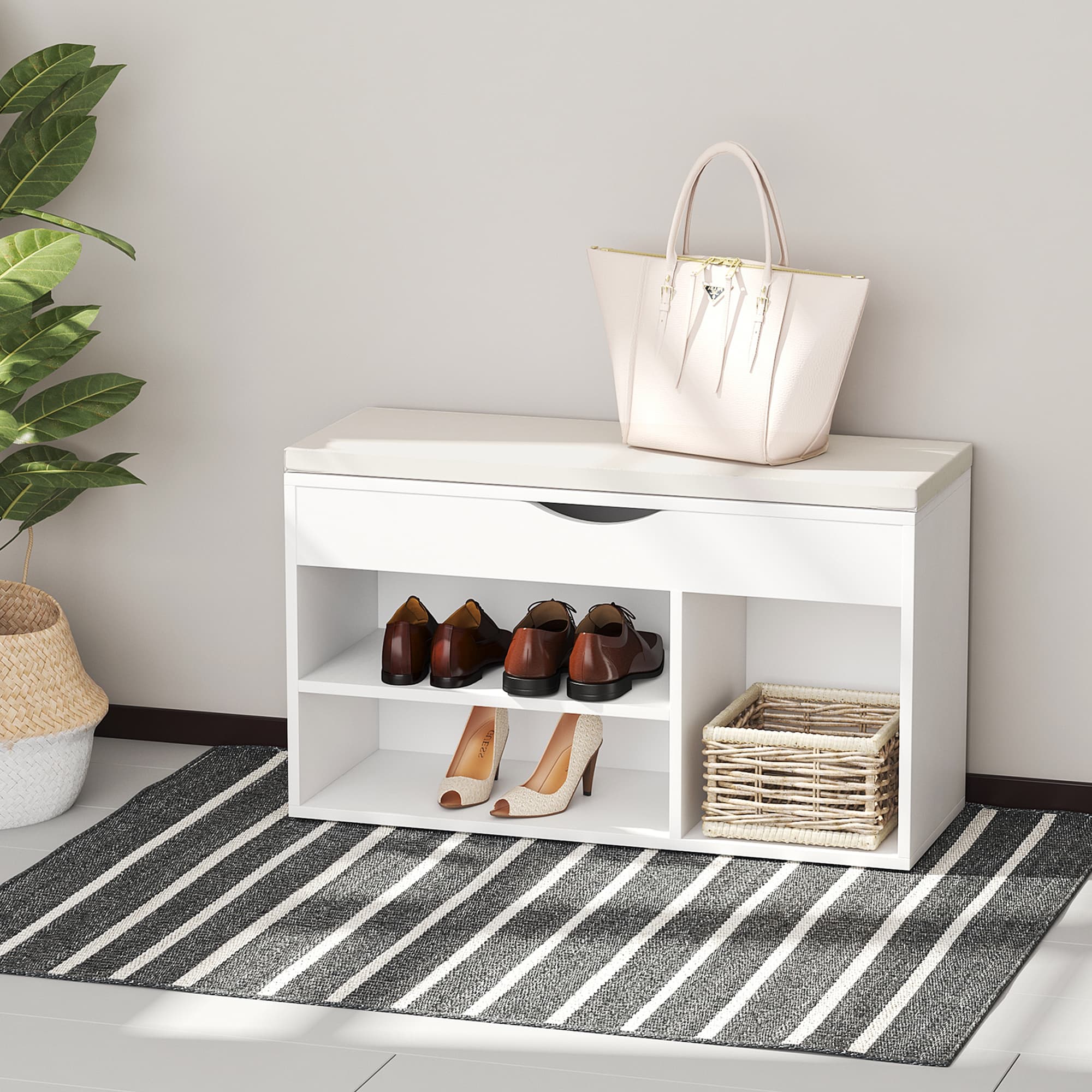 White Shoe Storage Bench for Tidy Hallways - image 8