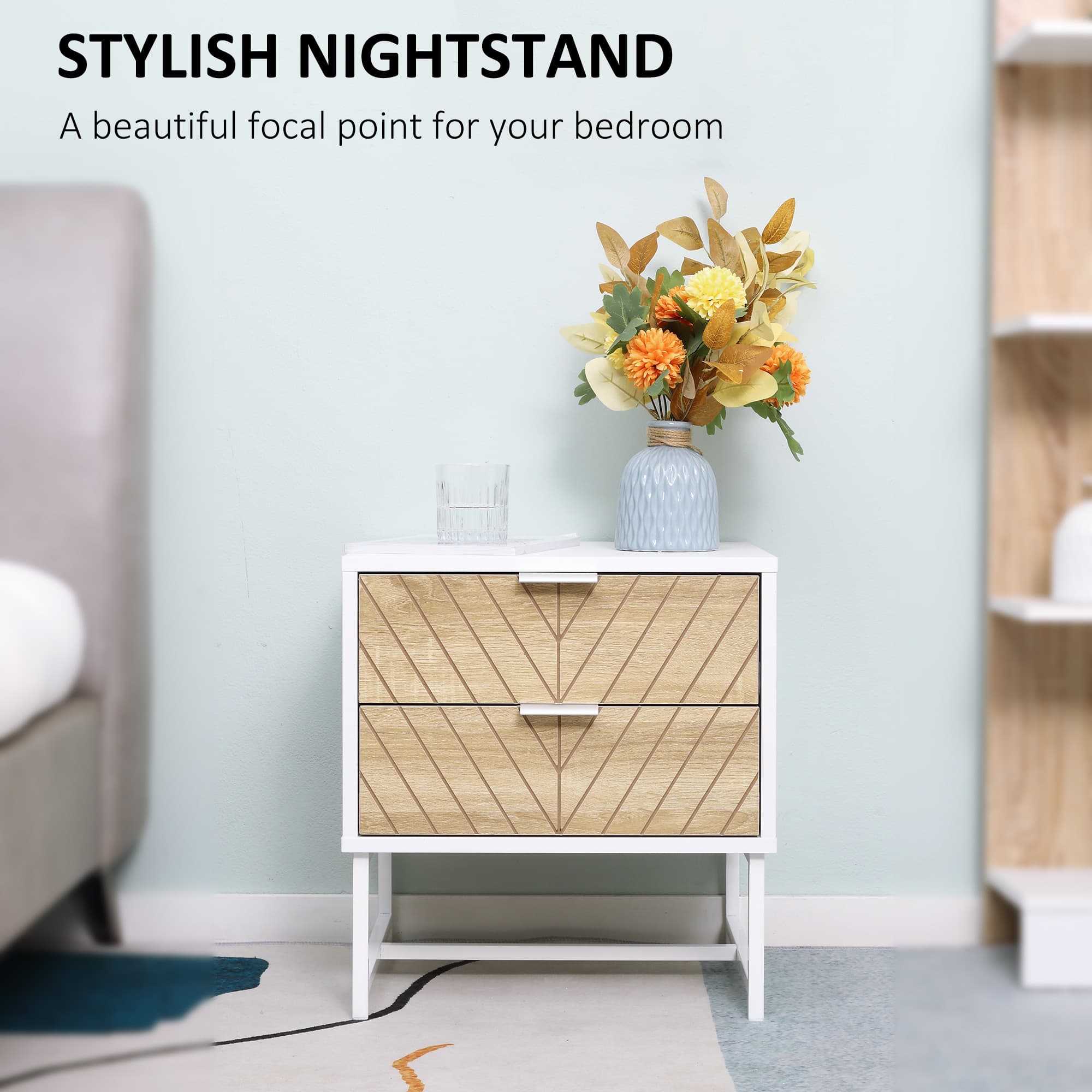 Transform Your Space with this Modern 2-Drawer Bedside Table - image 1