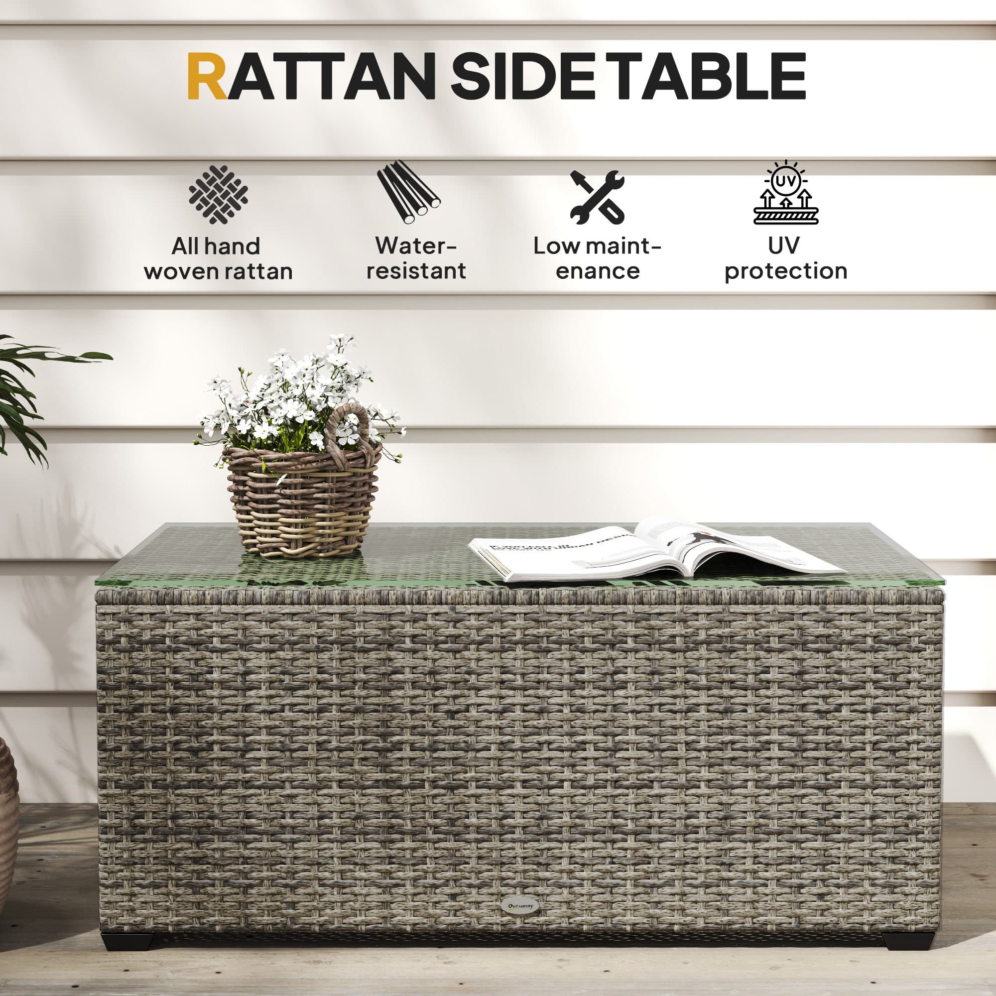 Transform Your Space with this Dark Grey Rattan Side Table - image 2