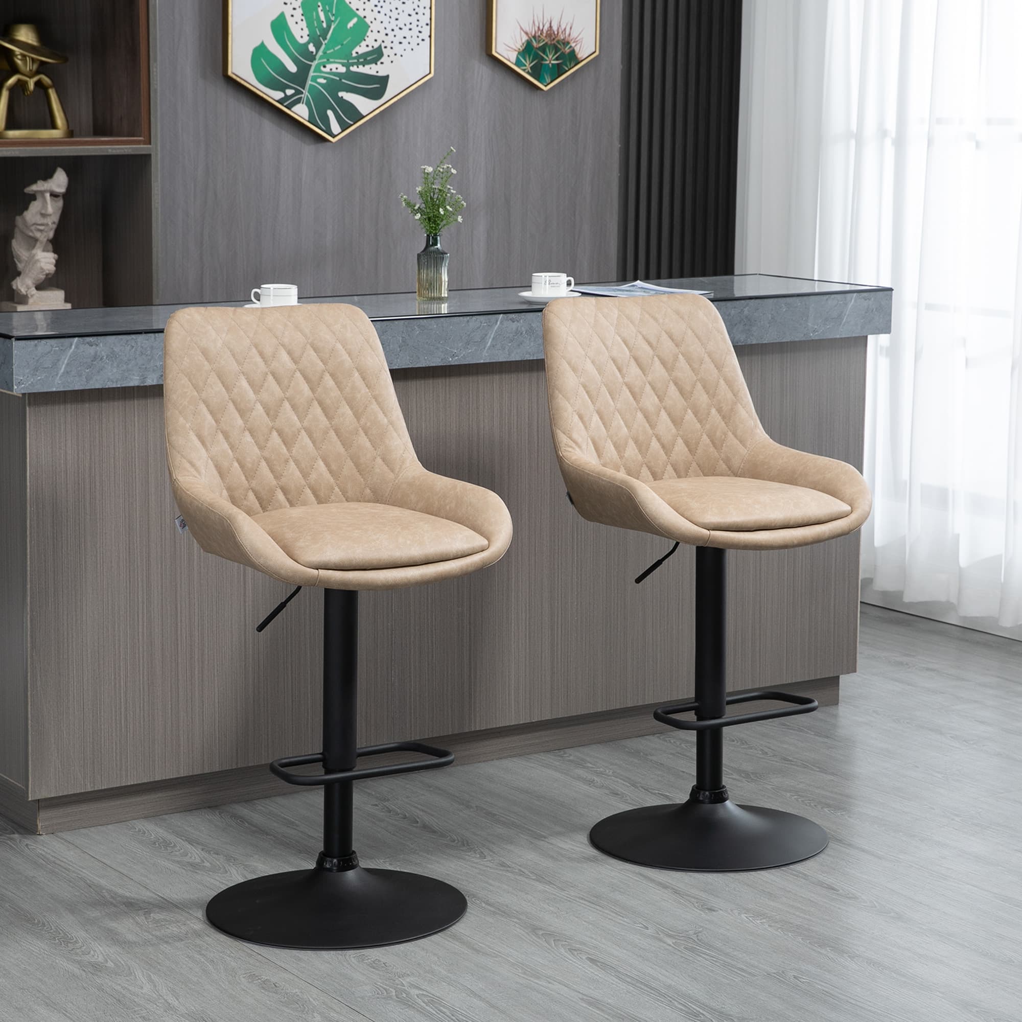 Transform Your Kitchen with Retro Light Khaki Bar Stools - image 3