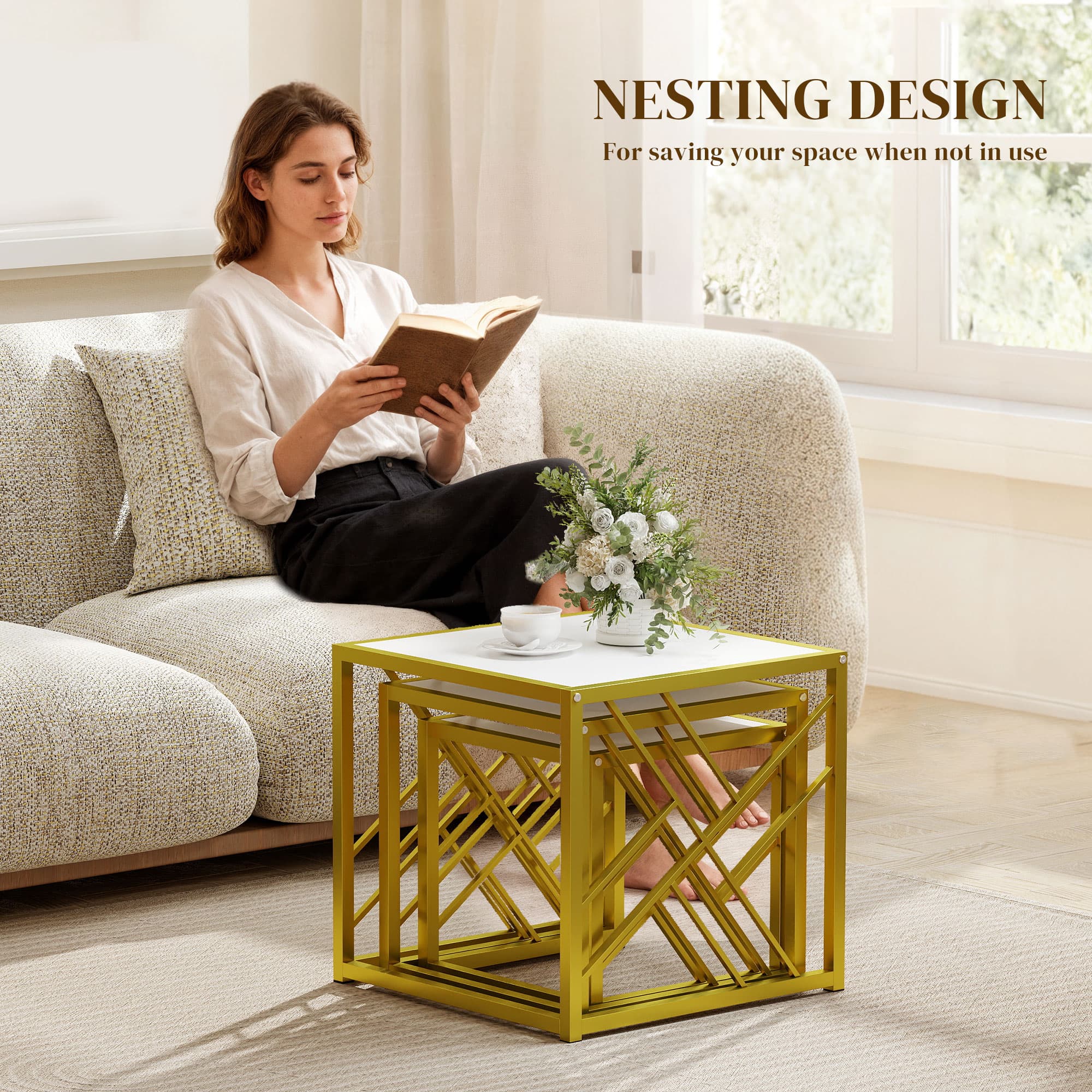 Transform Your Space with 3 White Nesting Coffee Tables - image 3