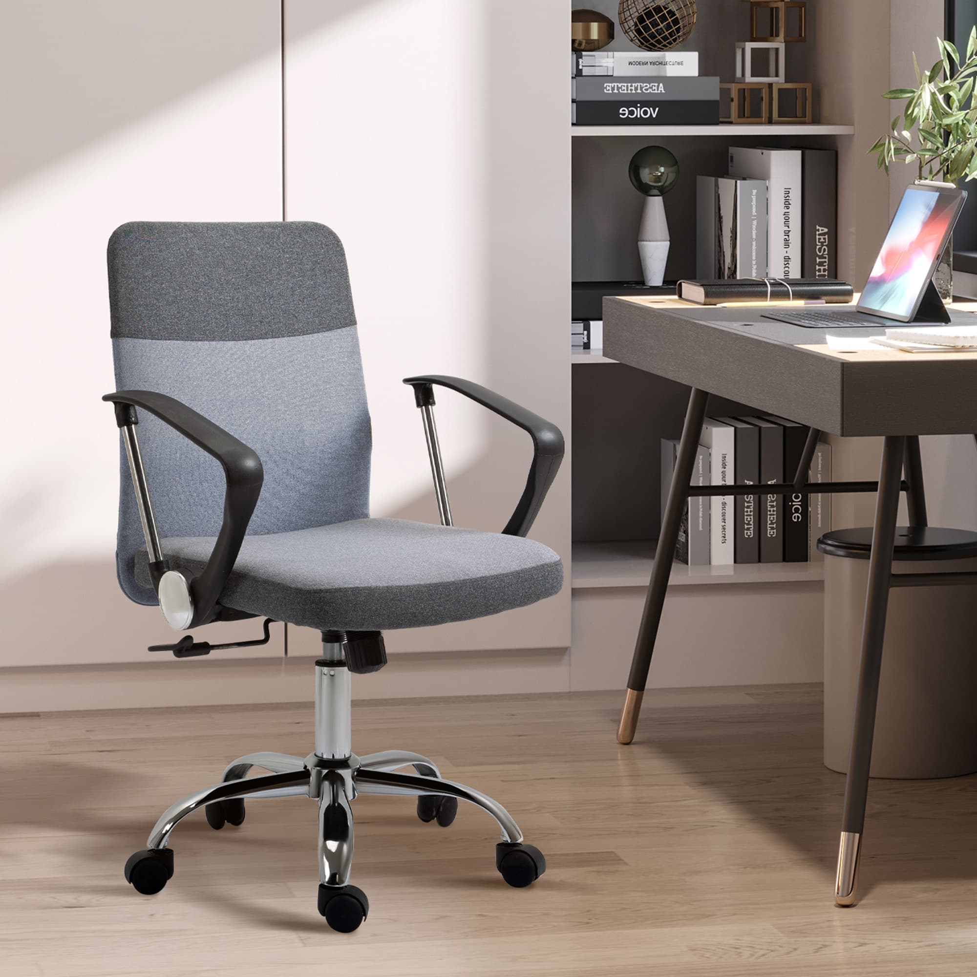 Transform Your Workspace with this Grey Linen Office Chair - image 1