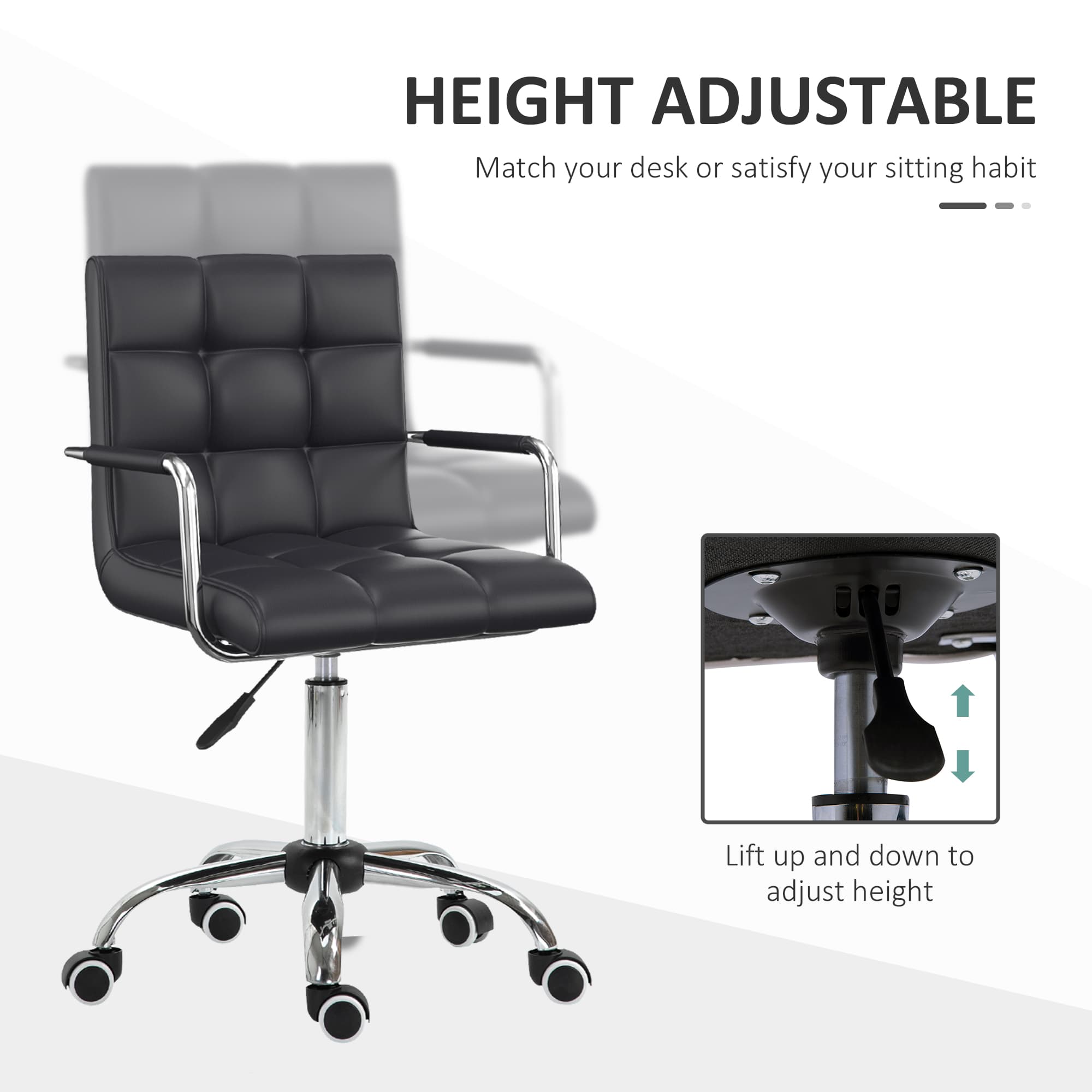 Transform Your Workspace With This Black PU Leather Swivel Chair - image 5