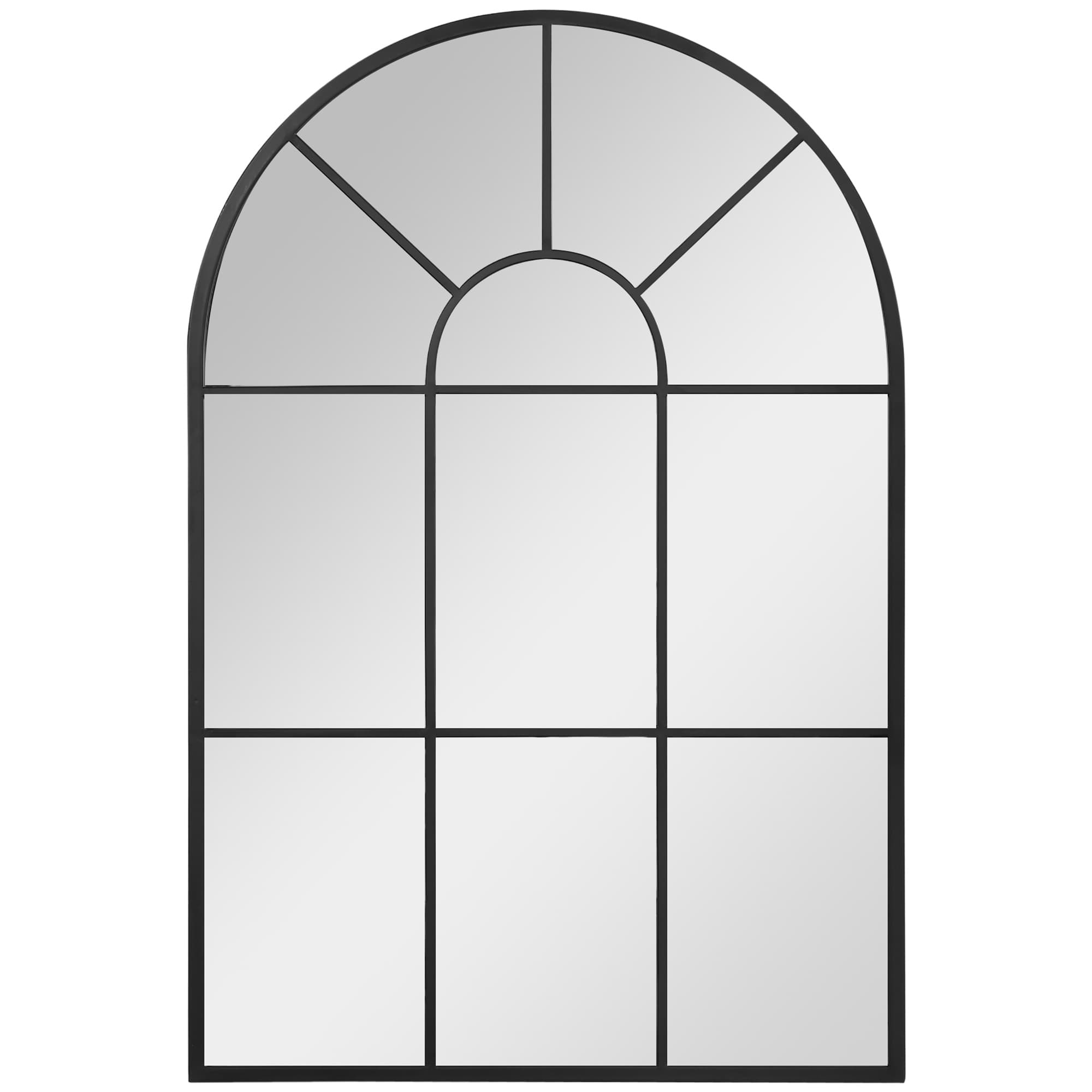 Transform Your Space with this White Arched Grid Mirror - Black