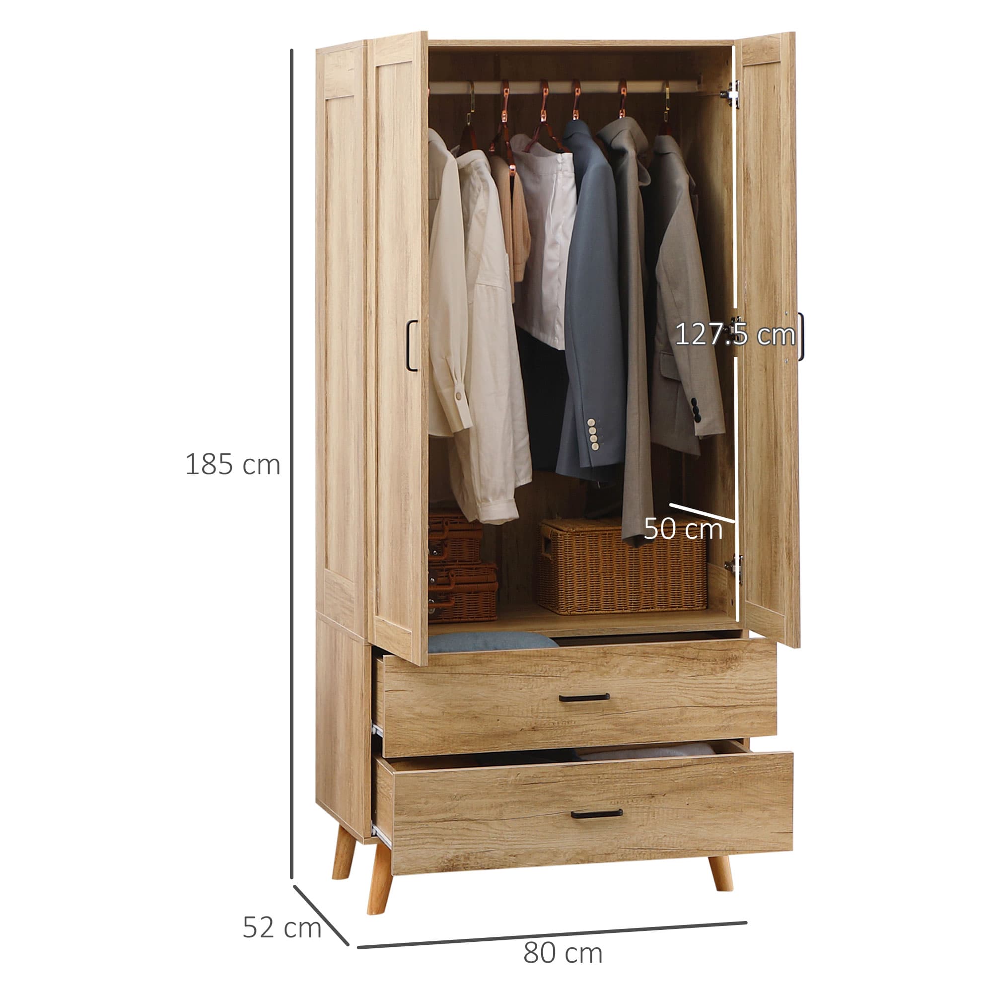 Effortless Bedroom Storage: Natural 2-Door Wardrobe - image 4