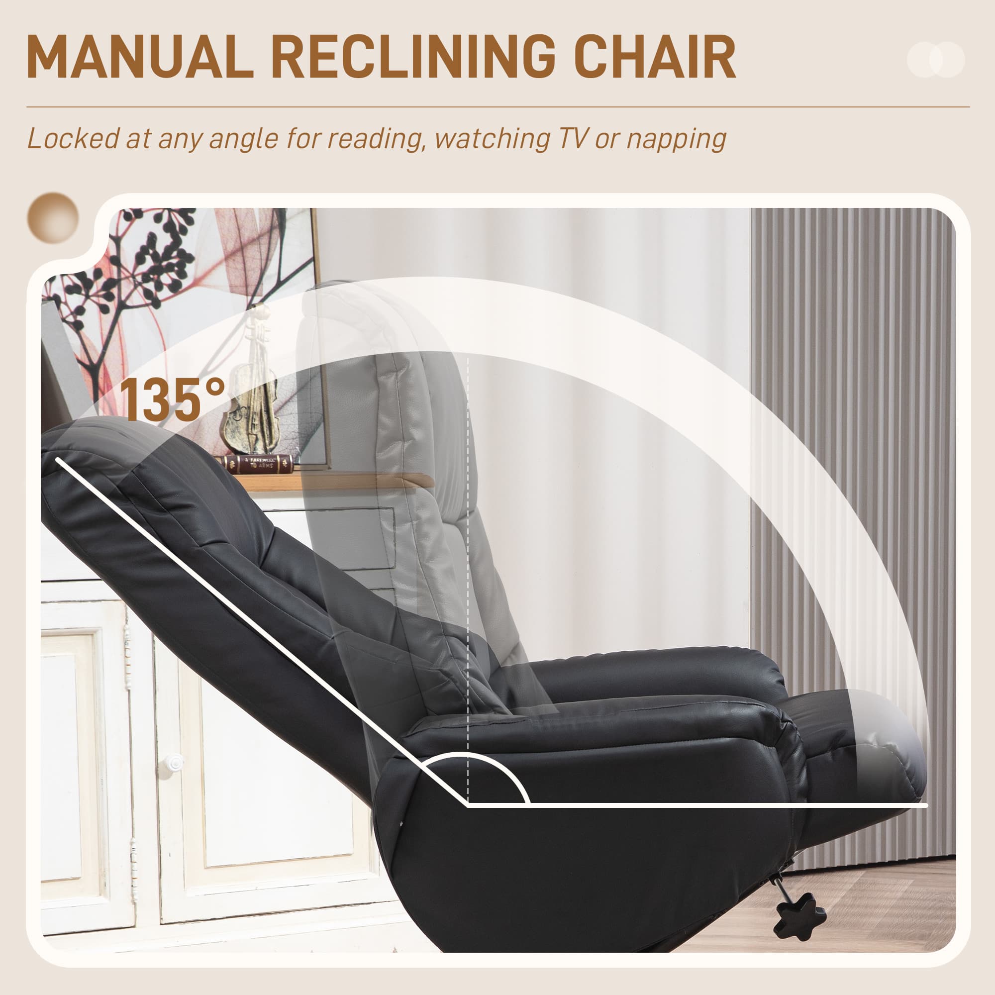 Black PU Leather Rocking Recliner Chair with Matching Footstool - image 1